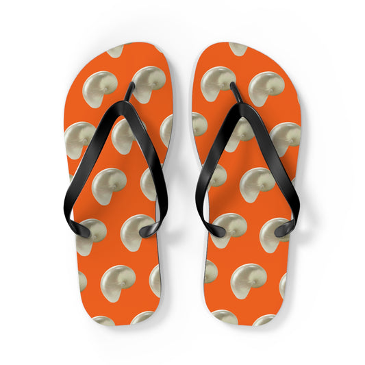 Flip Flops - White Nautilus Shell, orange
