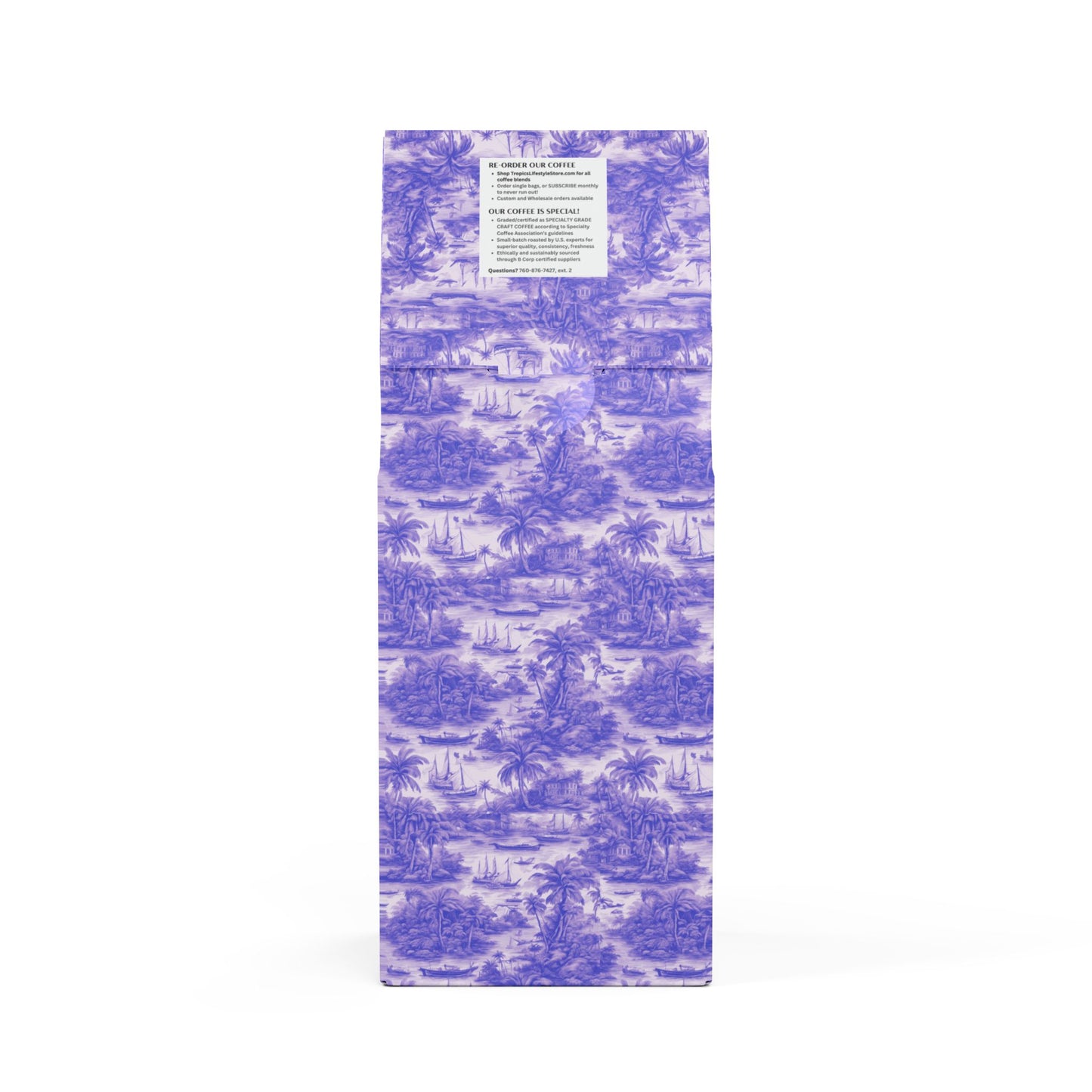 Beach Sunrise Blend™ (Light Roast) Specialty Grade Craft Coffee / Tropical Toile, Purple
