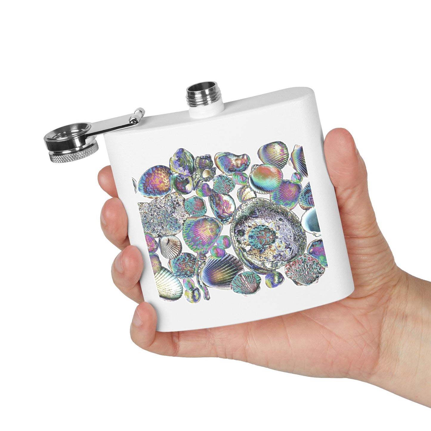 Tropical Stainless Steel 6 oz. Flask, Many Colors  – Heatwave Seashell Collection