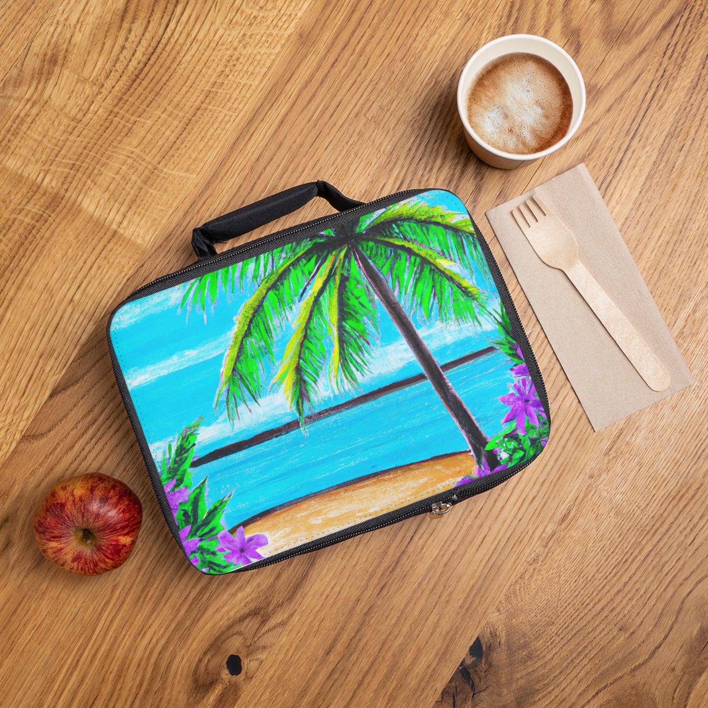 Calm Beach Lunch Bag - Eco-Friendly Insulated Tote, Adult and Child Lunchbox / Perfect for Picnics, Beach Outings