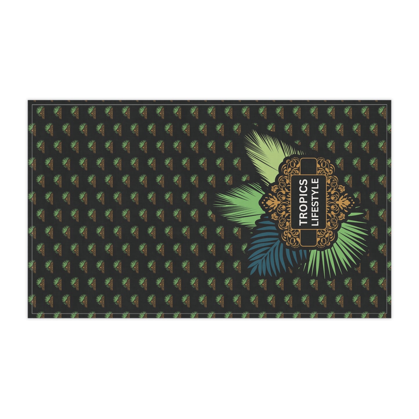 Tea Towels (cotton, poly), Tropics Lifestyle Deco Plant Logo, Micros Black