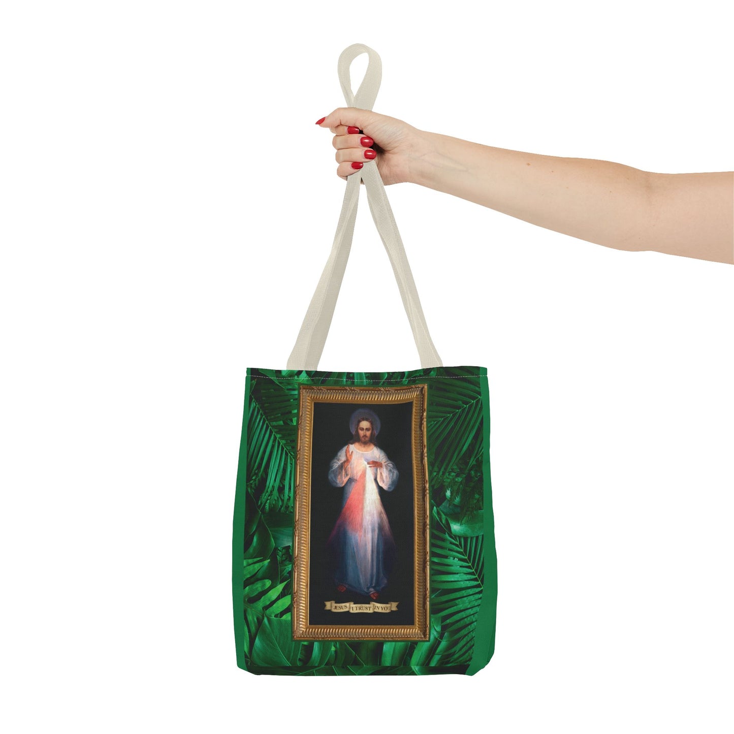 Religious Divine Mercy Tropical Tote Bag - 3 Sizes