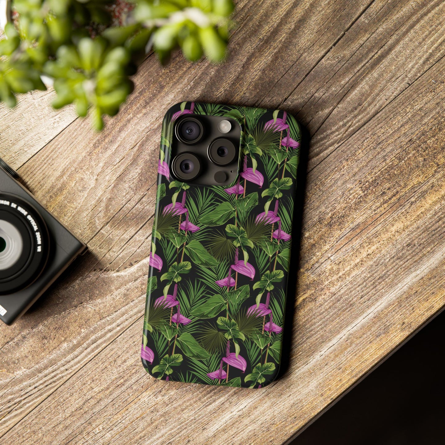 Slim Phone Cases - Anthurium and Palm