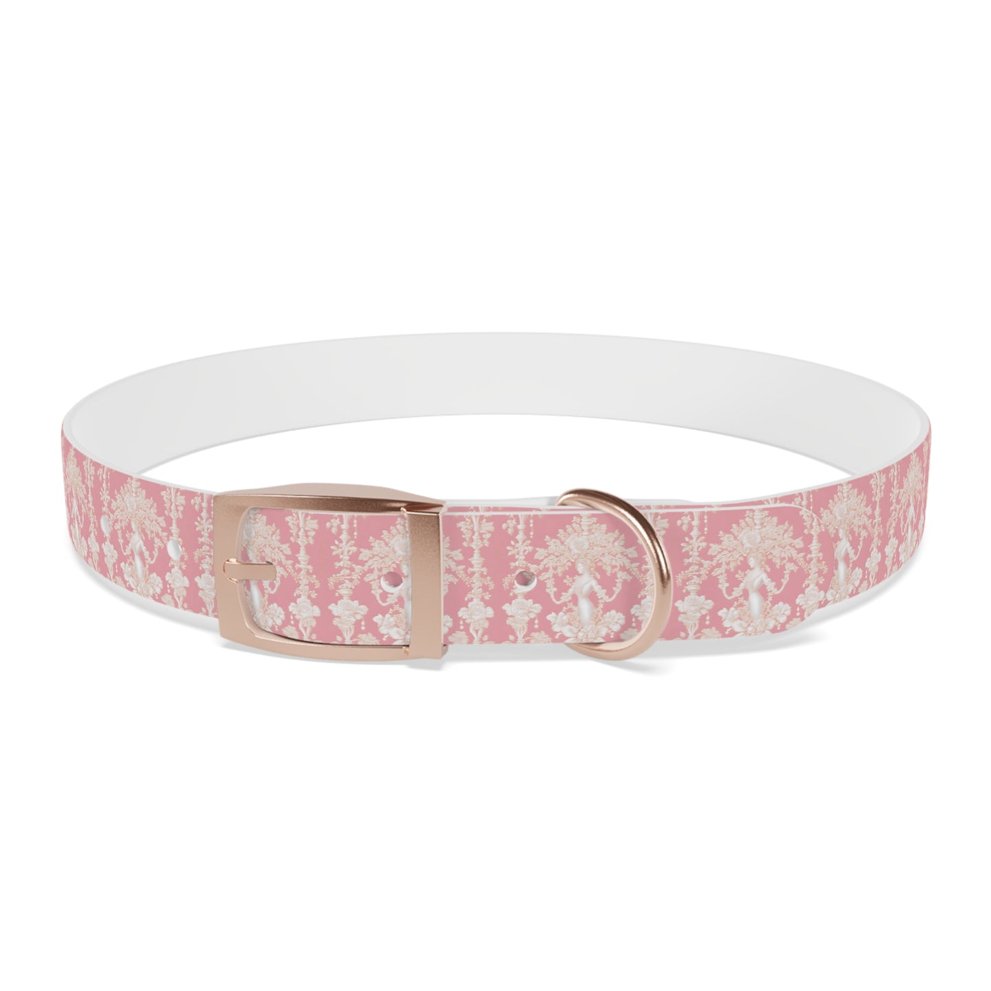 Dog Collar - Pearl Lady Toile, hibiscus pink