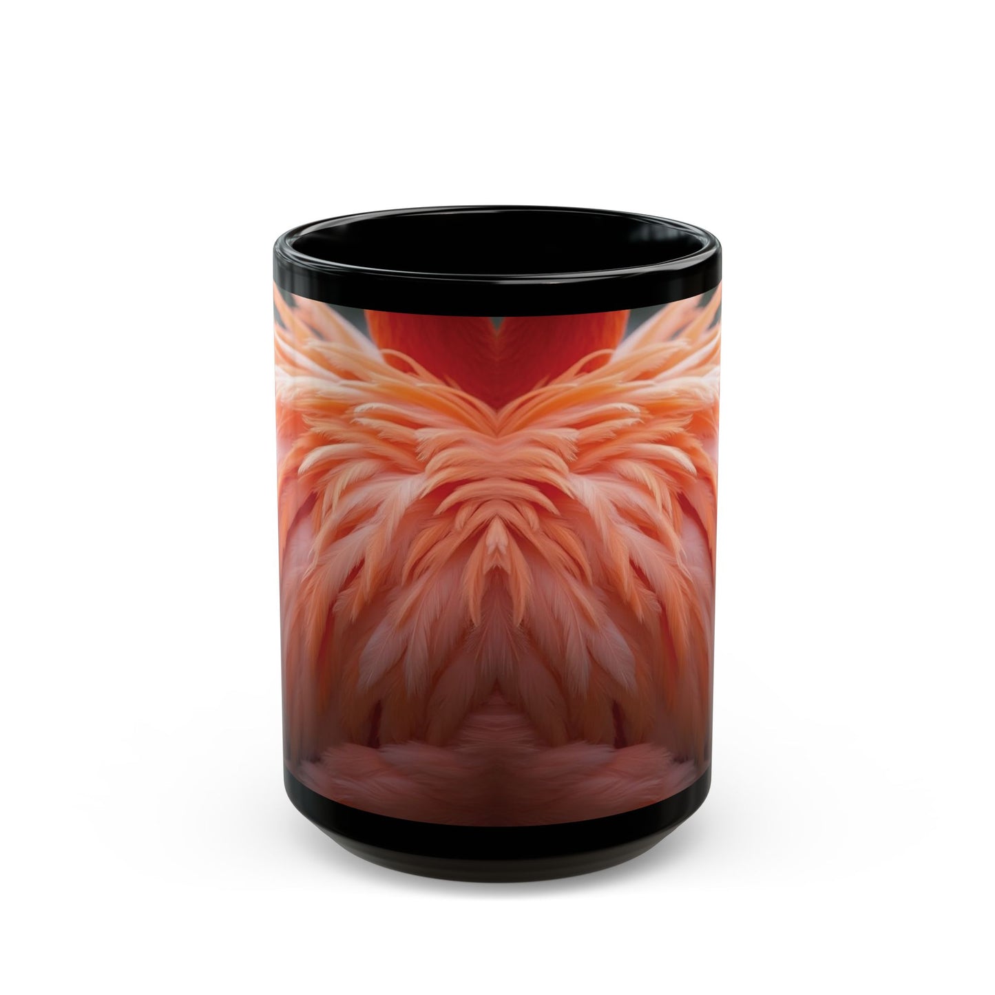 Black Coffee Mug - Tropical Flamingo Feathers