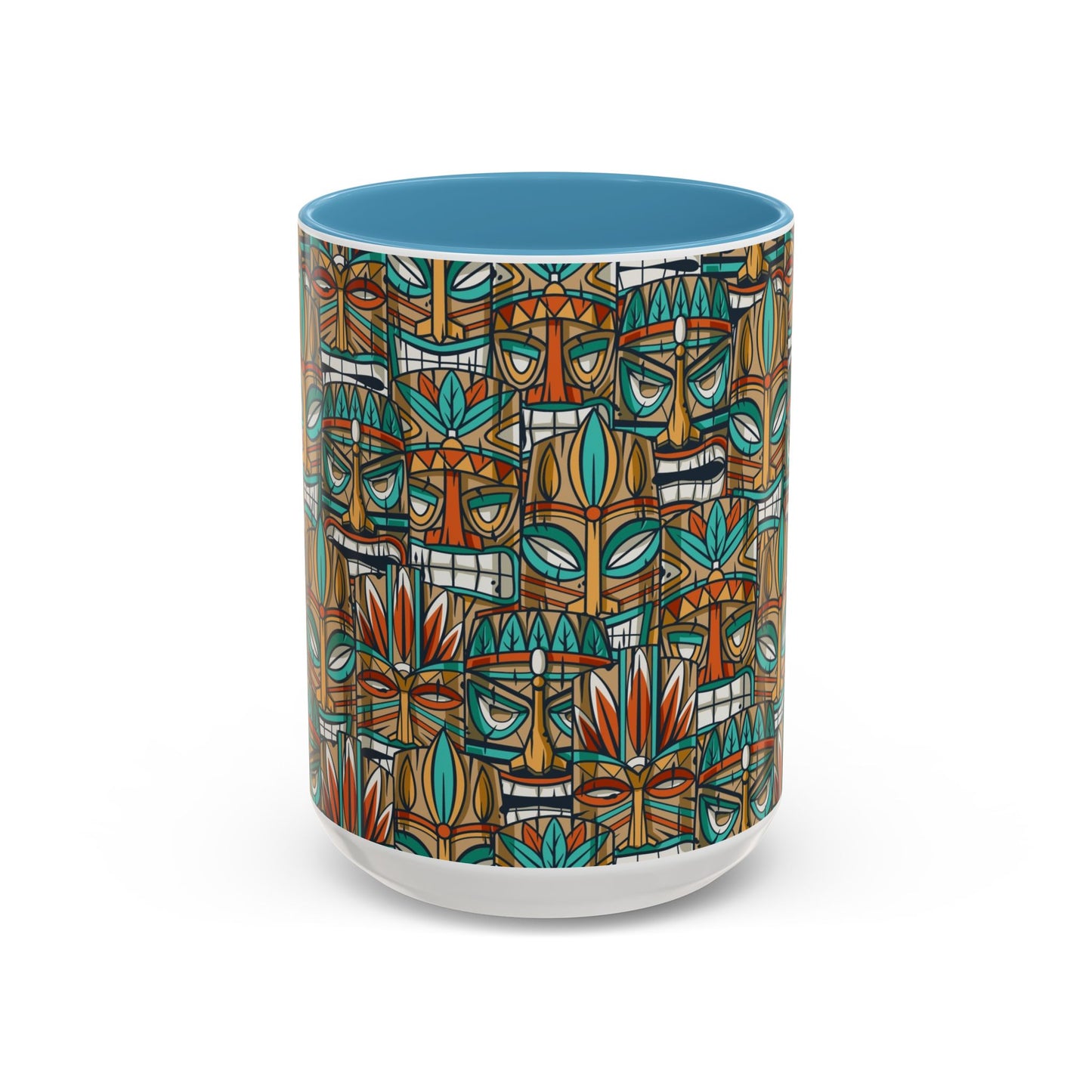 Accent Coffee Mug (11, 15oz), 8 Colors - Turquoise Tiki Party