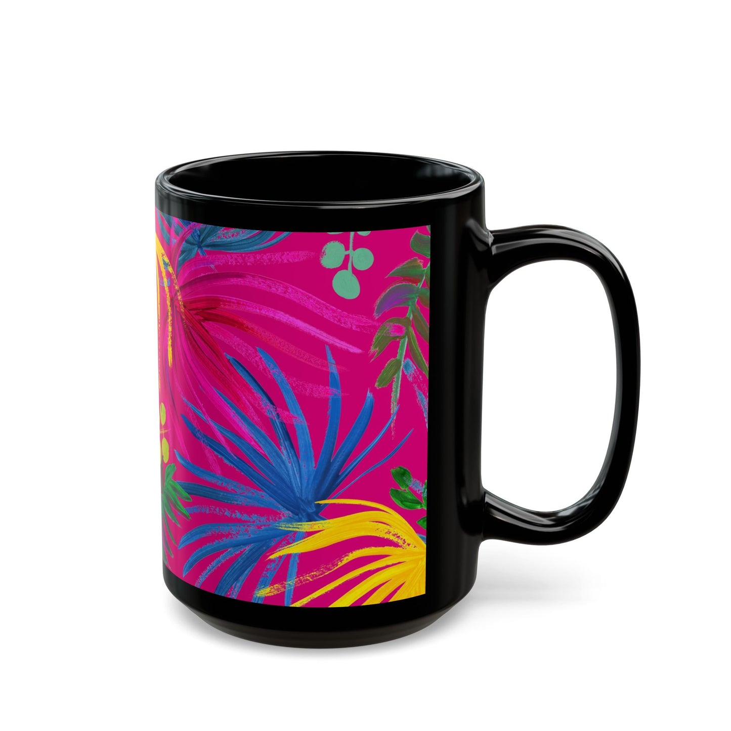 Black Coffee Mug - Exotic Flora