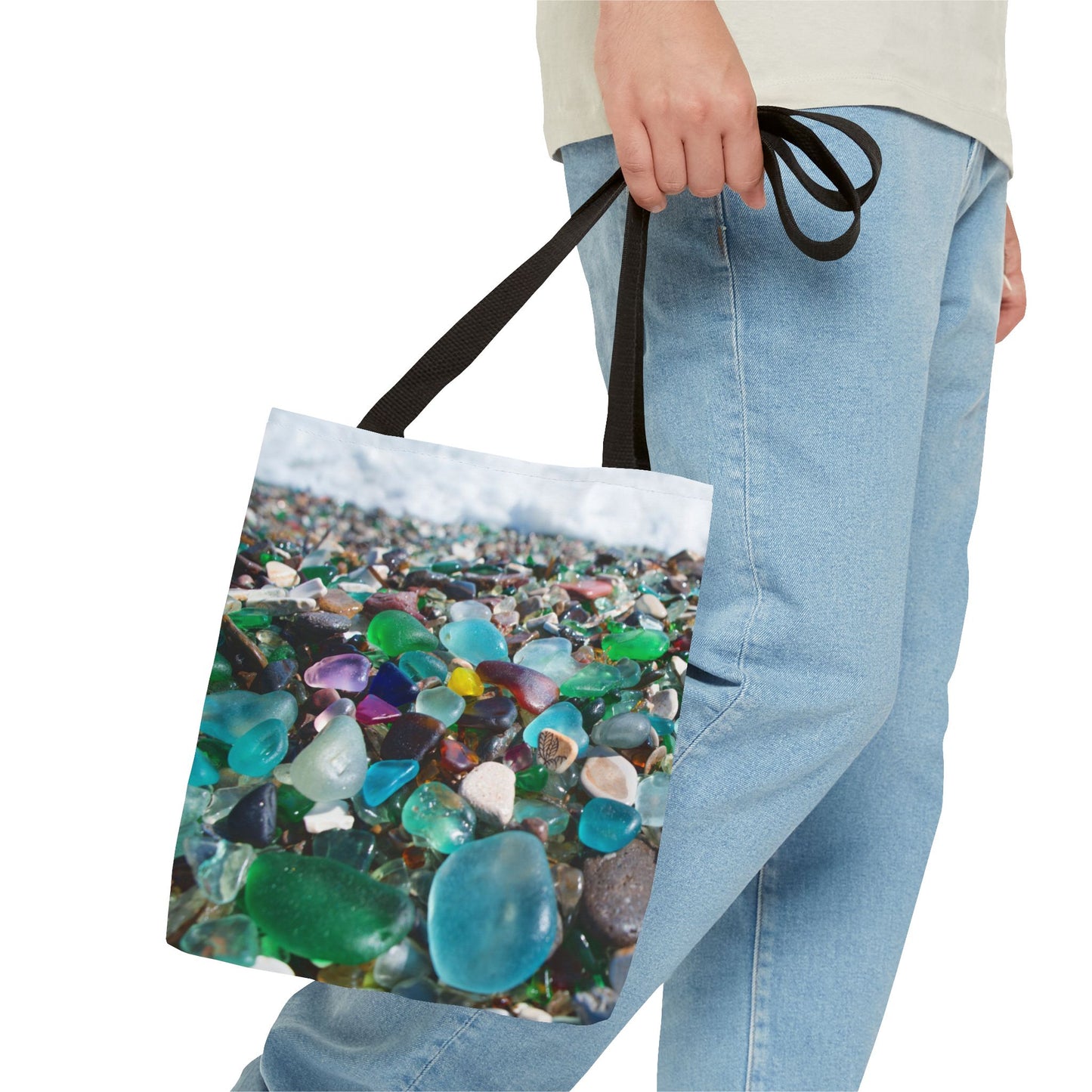 Beach Glass Tote Bag - Colorful Coastal Design, 3 Sizes