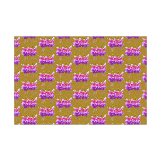 Gift Wrap Papers, Two Pink Fuchsias / Gold