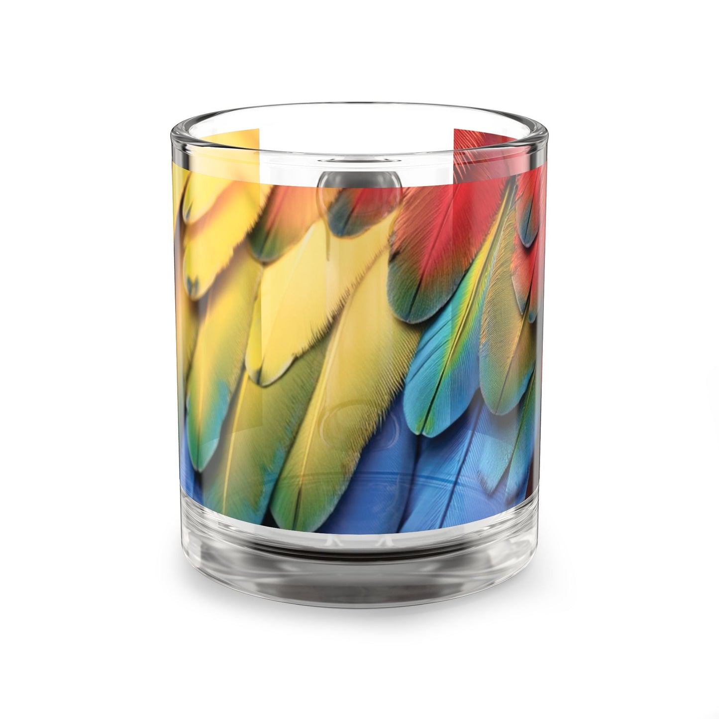Tropical Glass Mug - 10oz Coffee Cup / Macaw Feathers