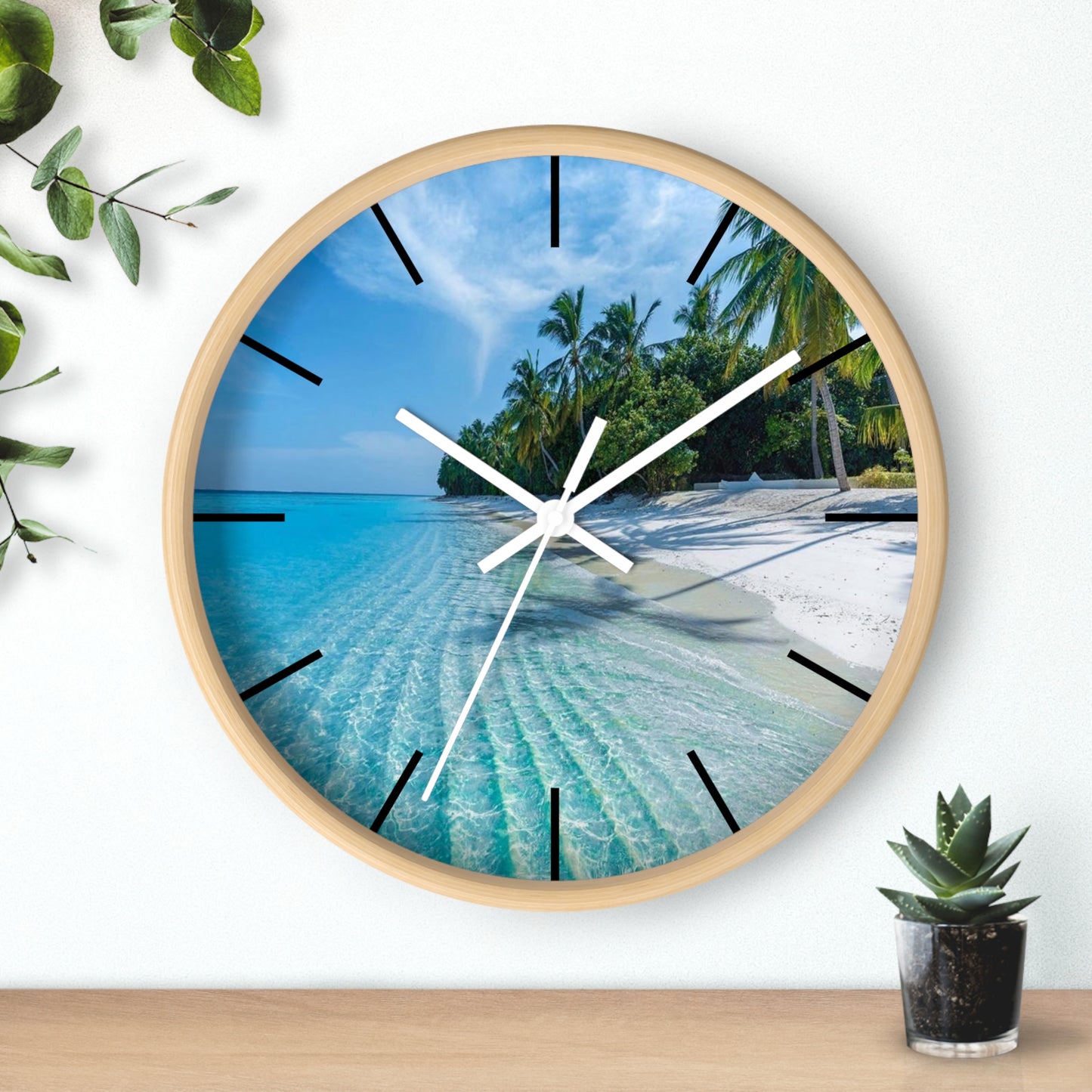 Wall Clock, Calming Private Beach, Hands/Base Variants