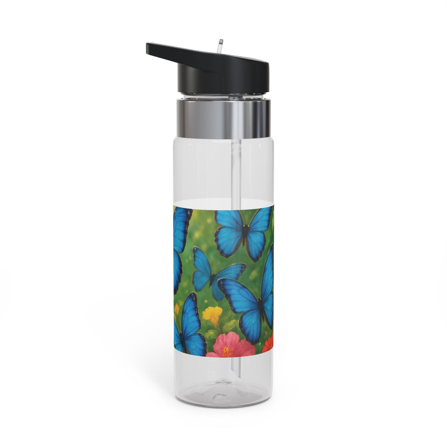 Tropical 20oz Tritan Sport Water Bottle -  Leakproof, Lightweight, BPA-Free / Morpho Butterflies Flight