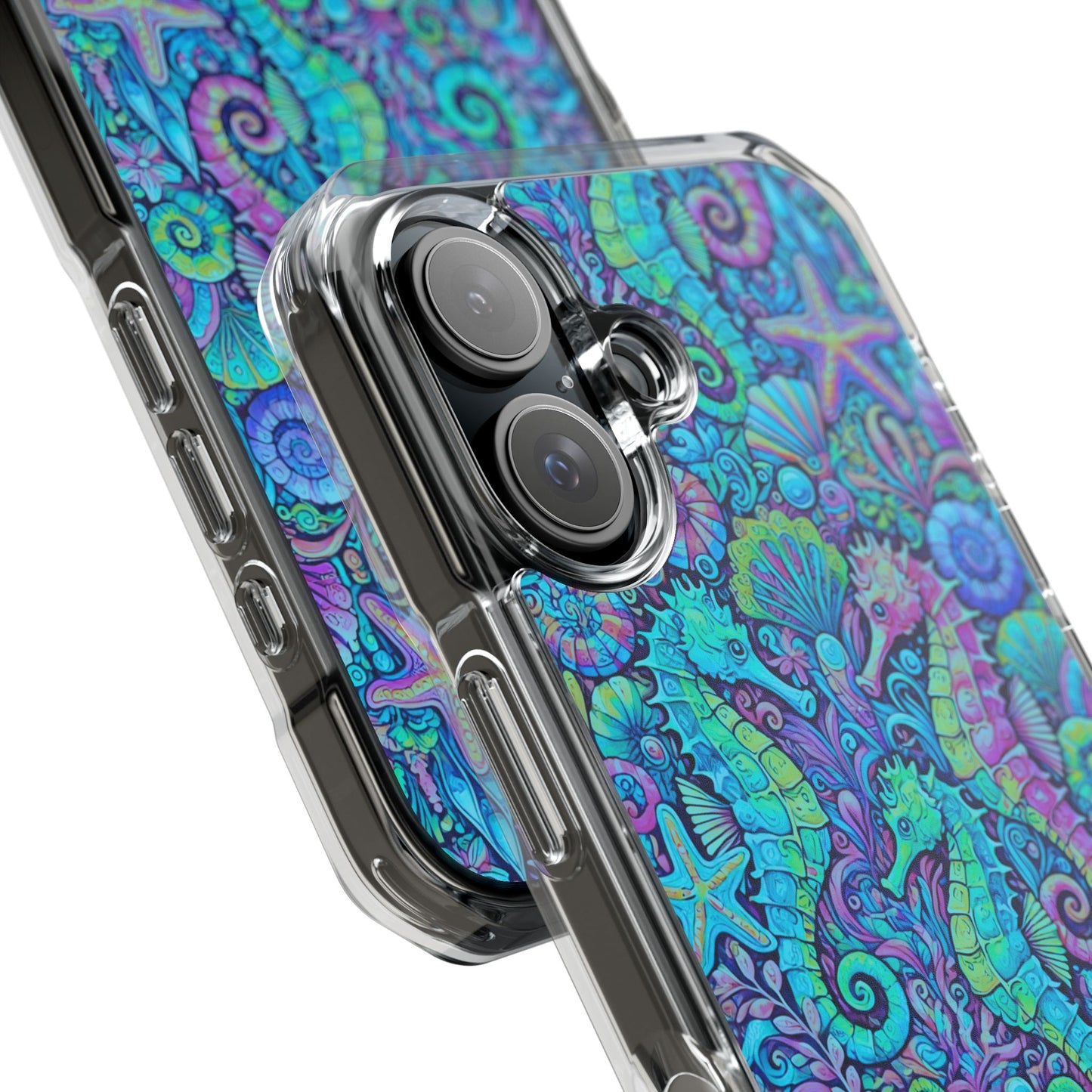 Seahorses/Turquoise POP Magnetic Clear Phone Case, Many Models