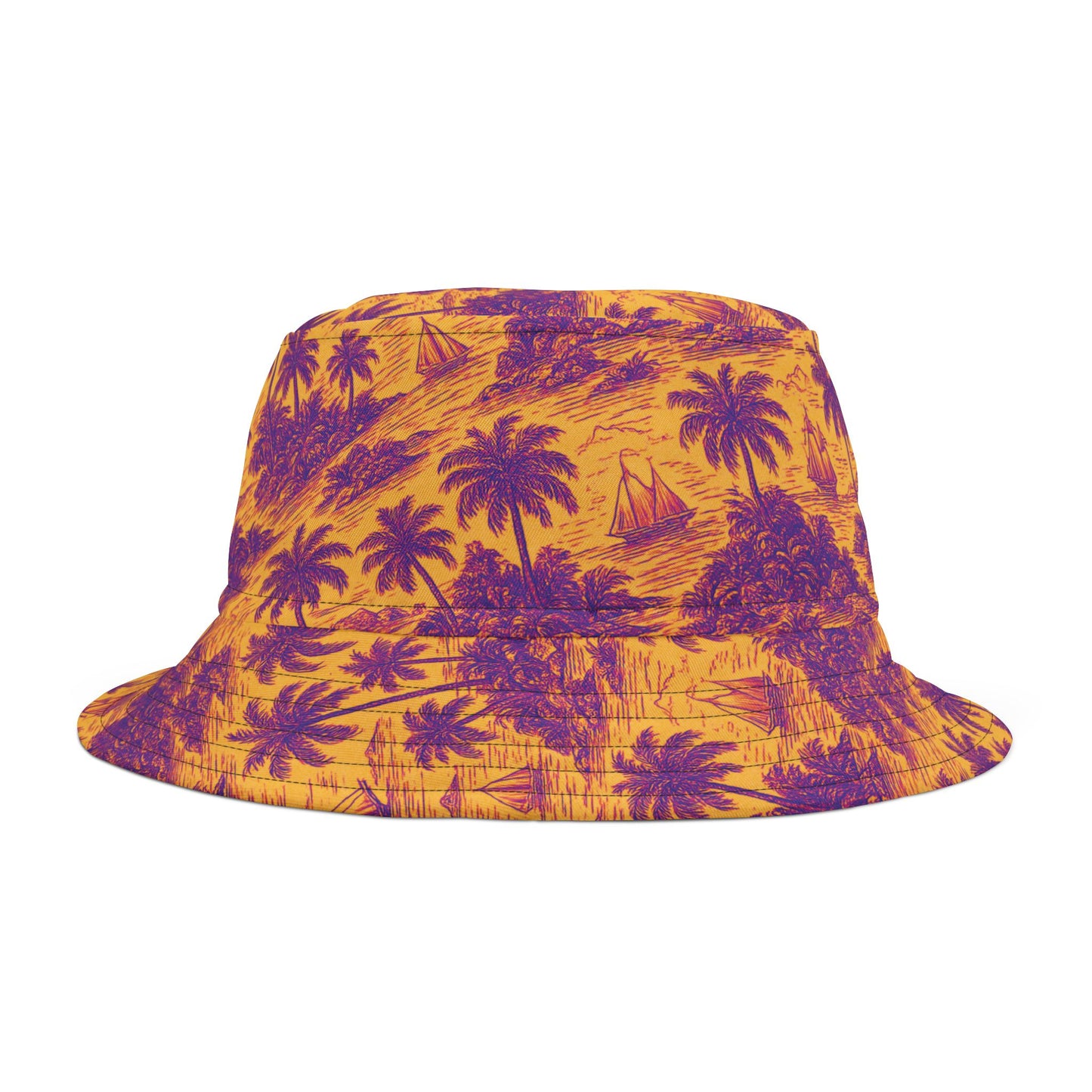 Tropical Polyester Bucket Hat, 2 Sizes - Faraway Toile/Pop