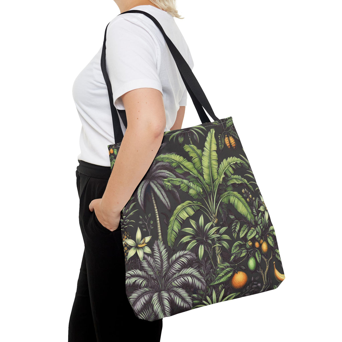 Tropical Fruit/Black Tote Bag - 3 Sizes