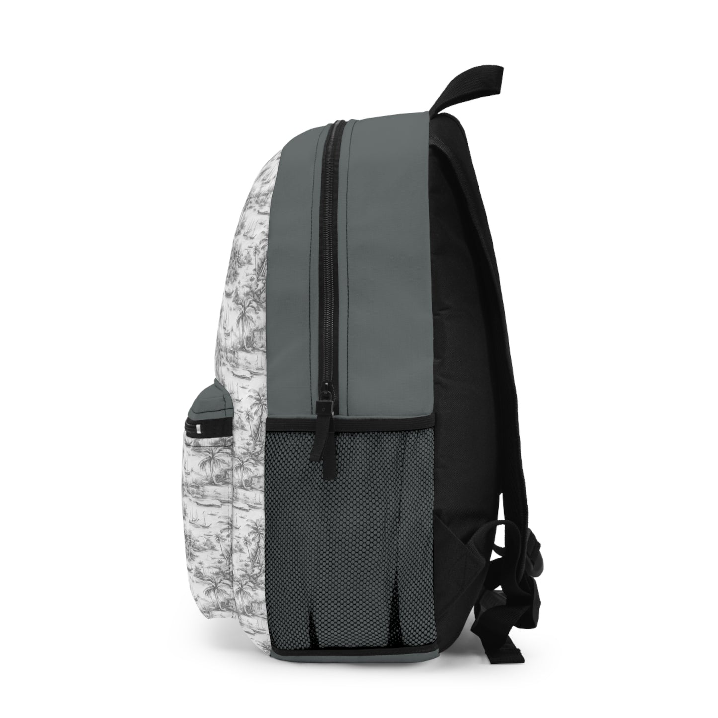 Tropical Backpack  / Tropical Toile #1, Soft Black