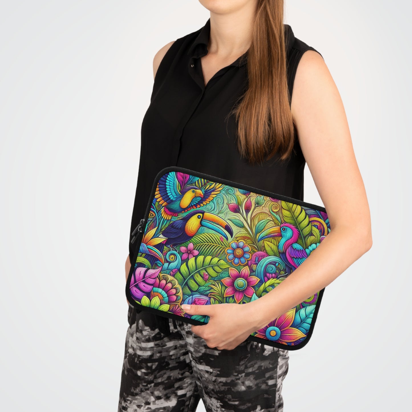 Tropical Laptop Sleeve, 5 Sizes - Perfect for Beach Lovers & Students / Rainforest Music