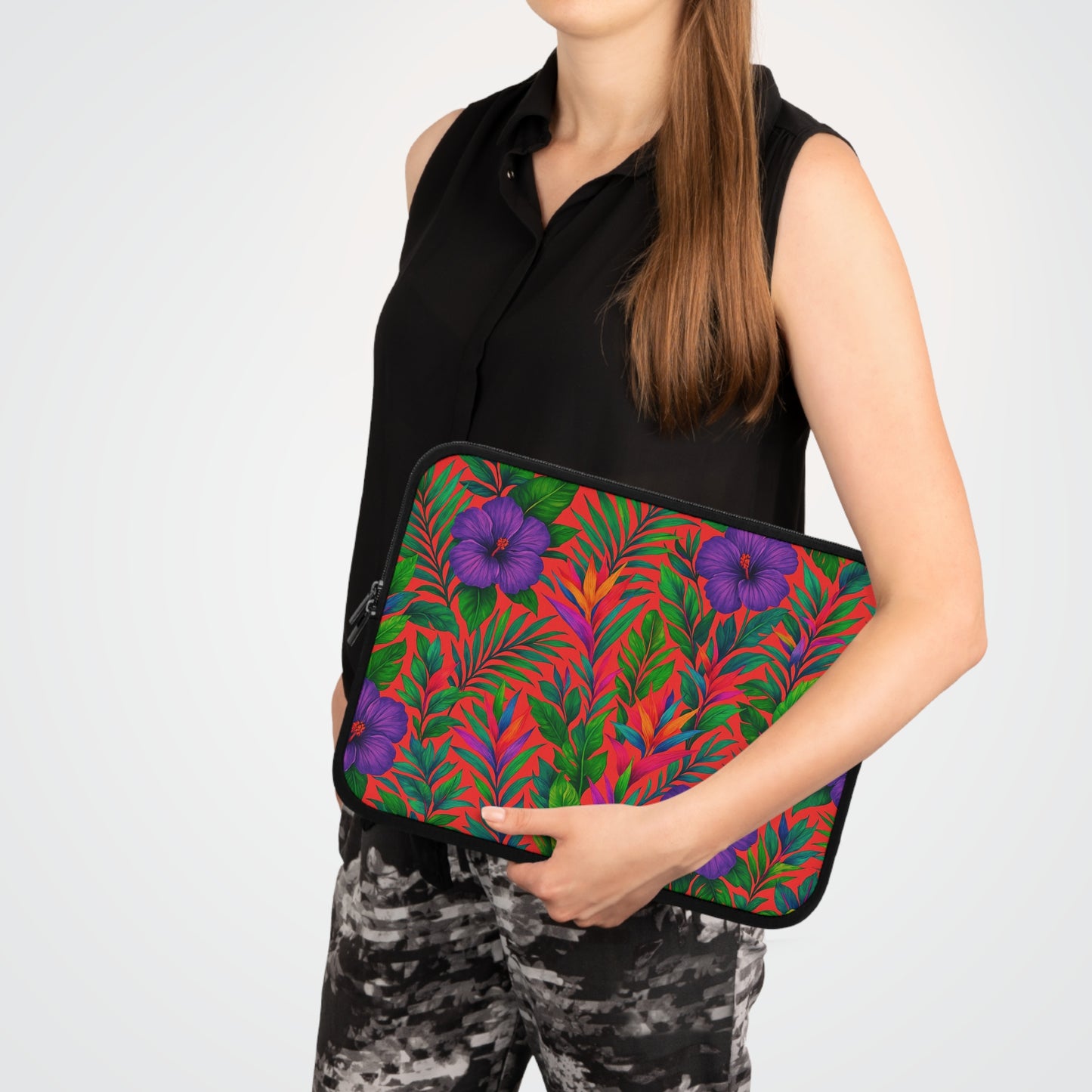 Tropical Laptop Sleeve, 5 Sizes - Perfect for Beach Lovers & Students / Midnight Flowers