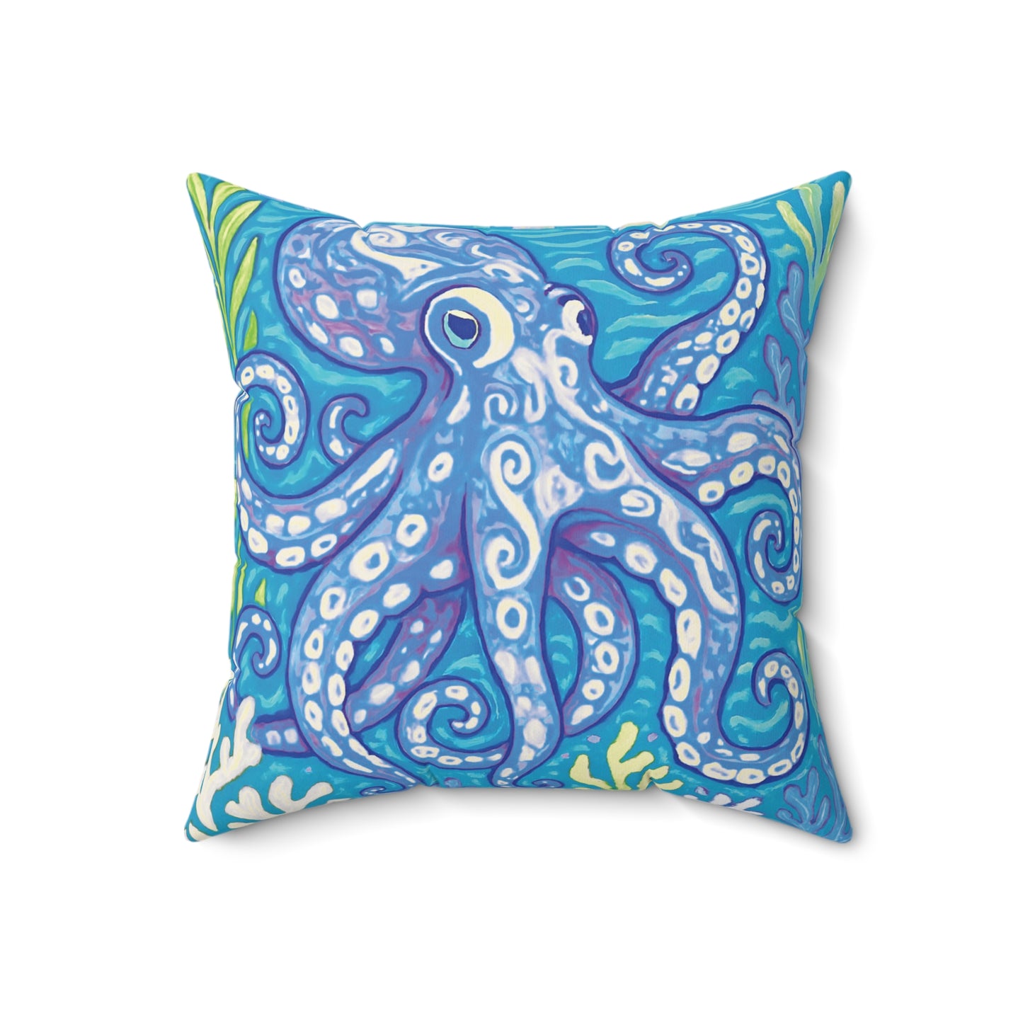 Decorative Pillow - Accent Cushion, 4 Sizes / Octopus Kraken Joe, Blue