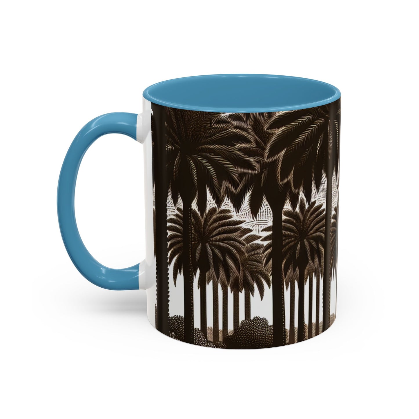 Accent Coffee Mug (11, 15oz) - Woodcut Palm Grove