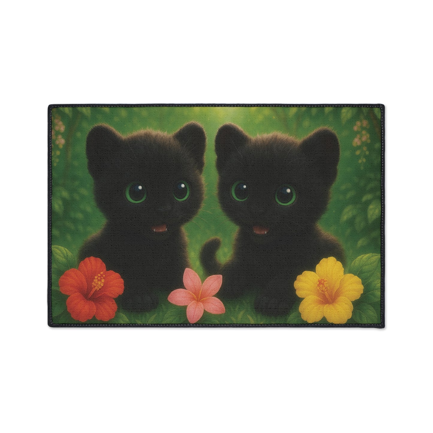 Heavy Duty Floor Mat, 5 Sizes – Tropical Area Rug for Home Décor / Baby Black Panthers