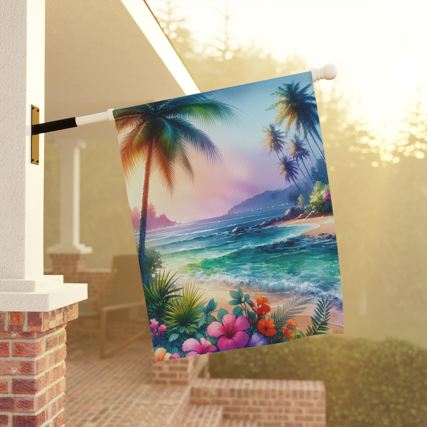 Tropical Garden Flag - Perfect for Outdoor Decor / Bay of Peace Beach Design