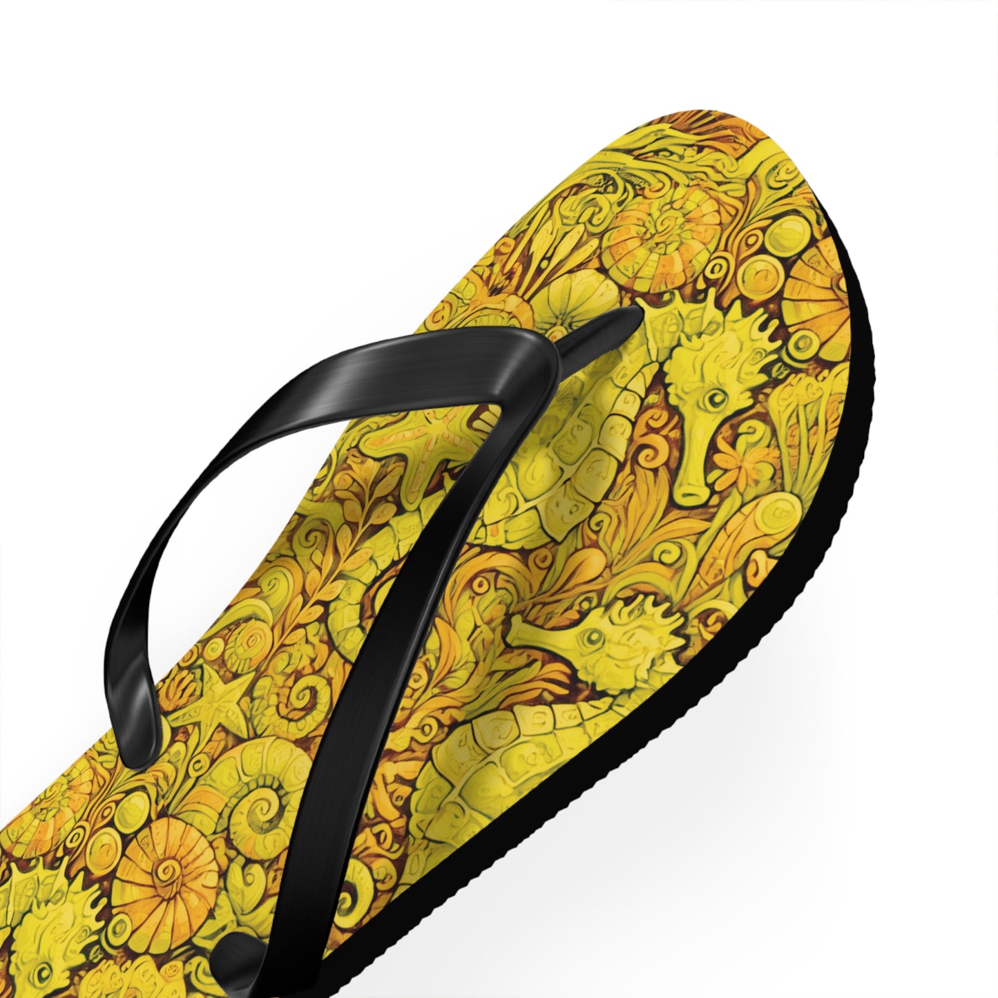 Flip Flops - Seahorses/Yellow