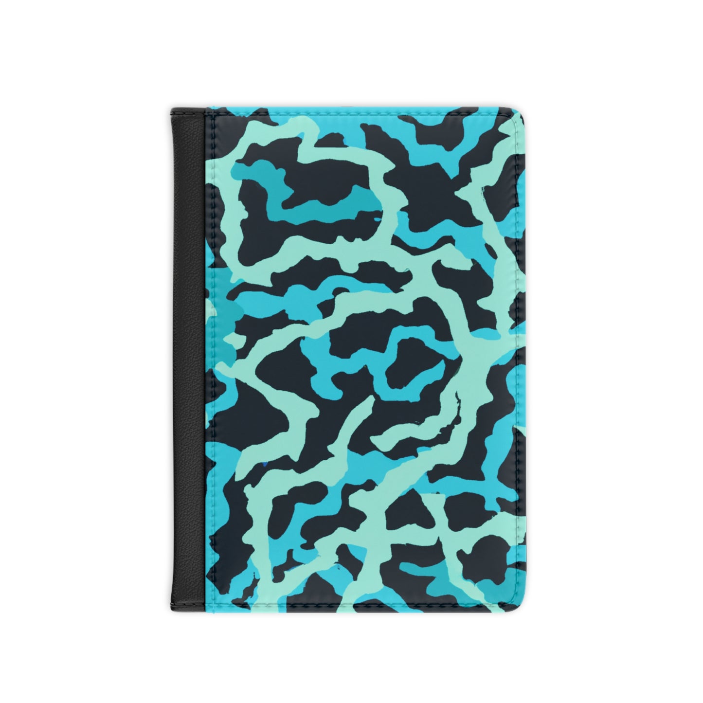 Tropical Passport Cover, Faux Leather - RFID blocking for travel security / Coral Threads, Turquoise