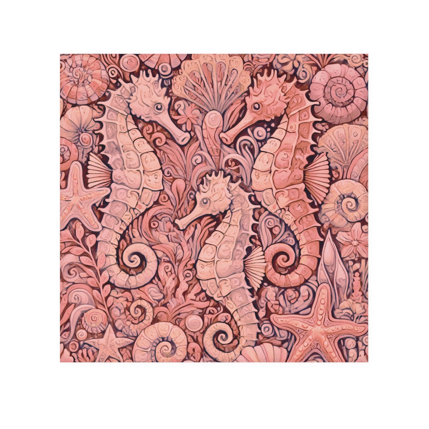 Face Towel - Seahorse Trio/Red