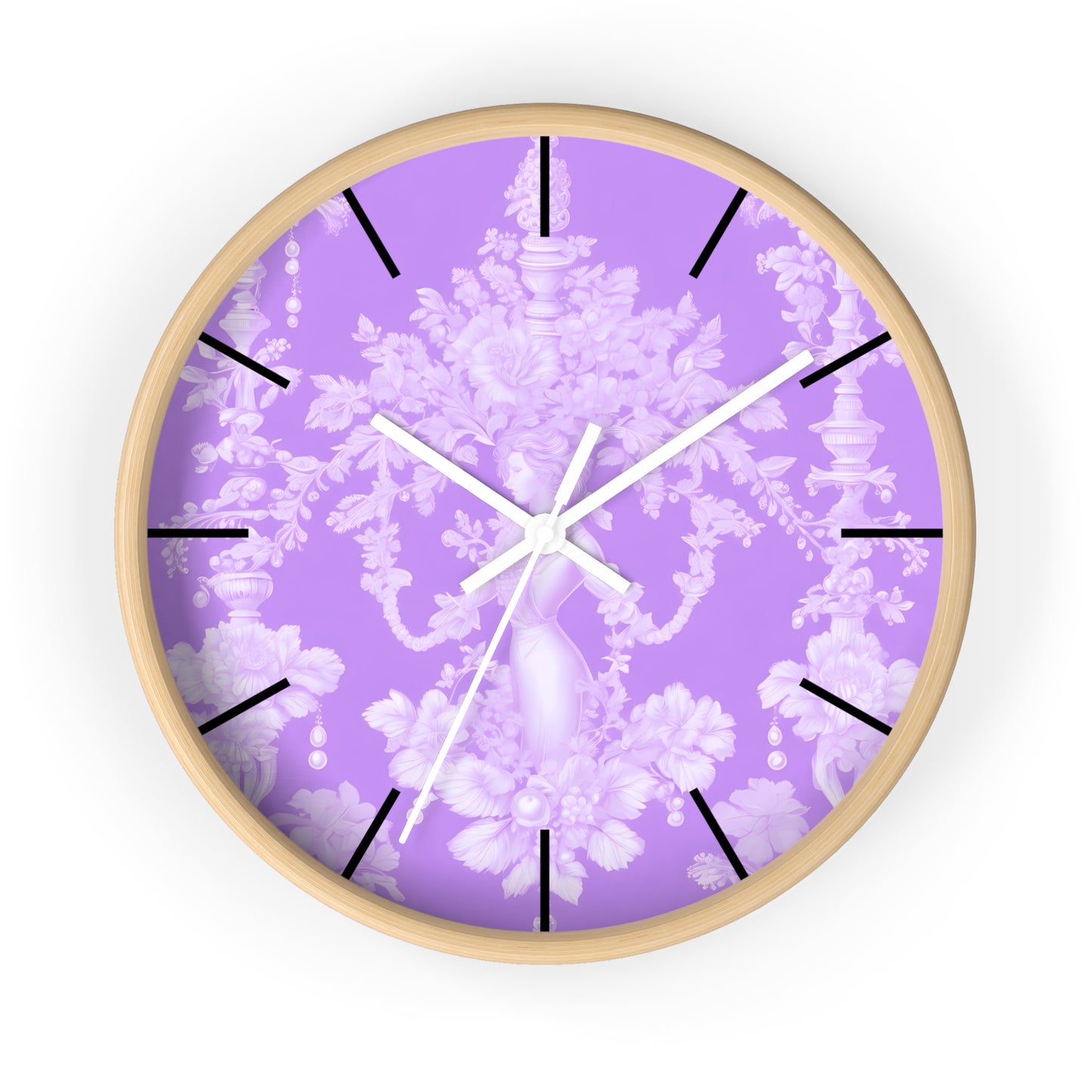 Wall Clock, Pearl Lady Toile / Purple, Hands/Base Variants