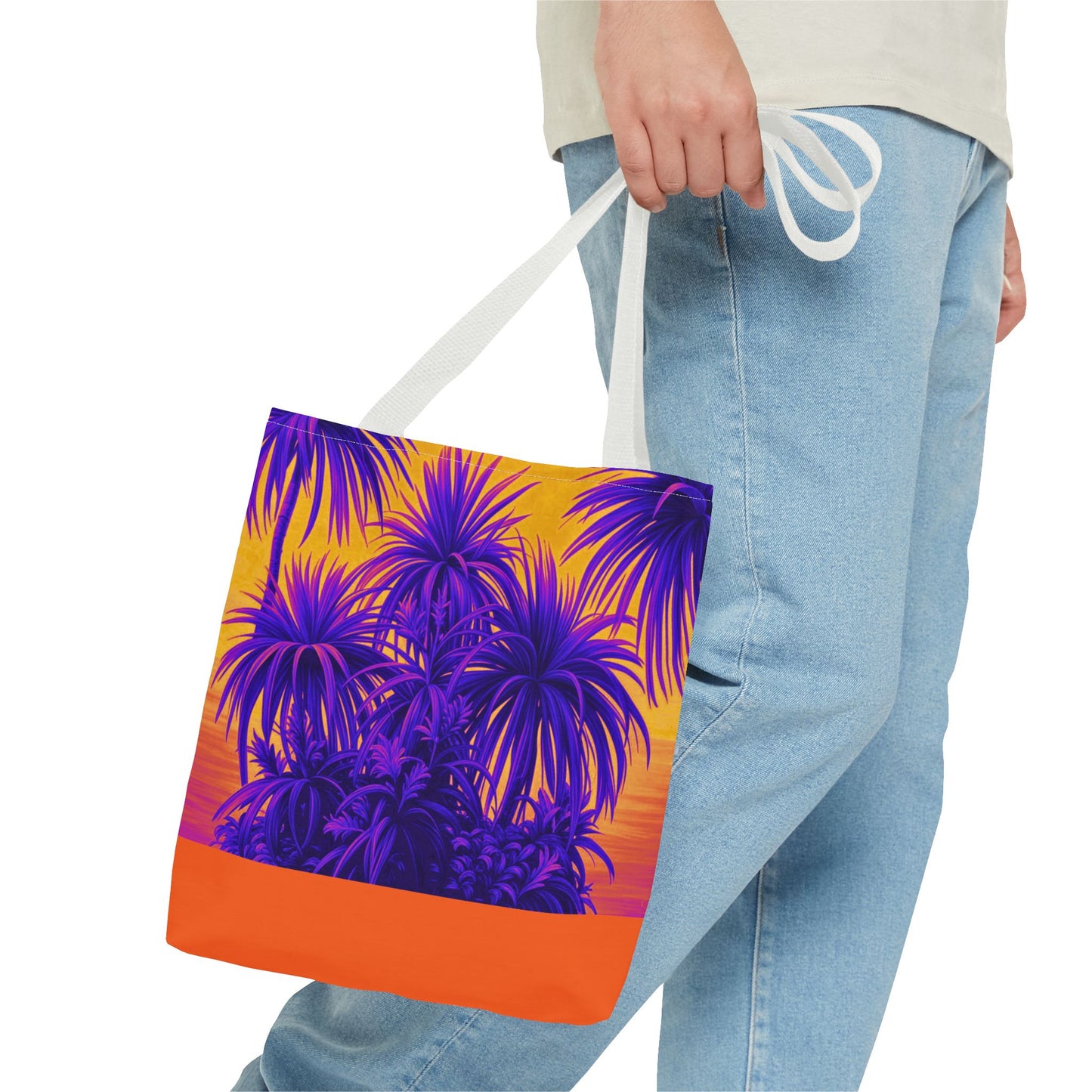 Tiny Palm Island Pop/Orange Tote Bag - 3 Sizes
