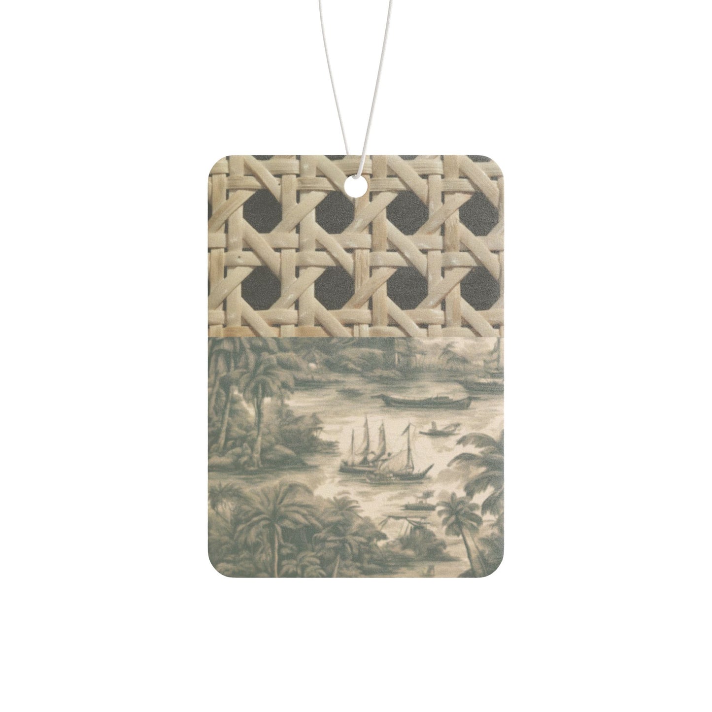 Car Air Freshener - Wicker/Tropical Toile Black