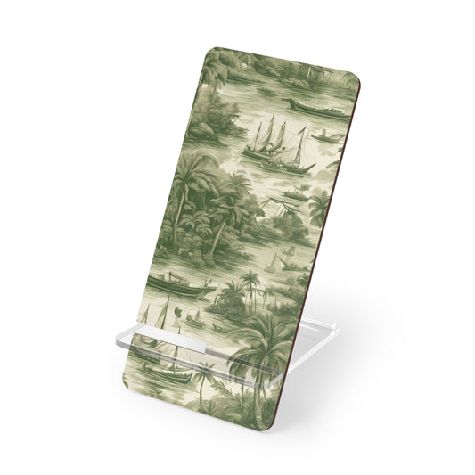 Mobile Display Stand for Smartphones, Tropical Toile #1 Green