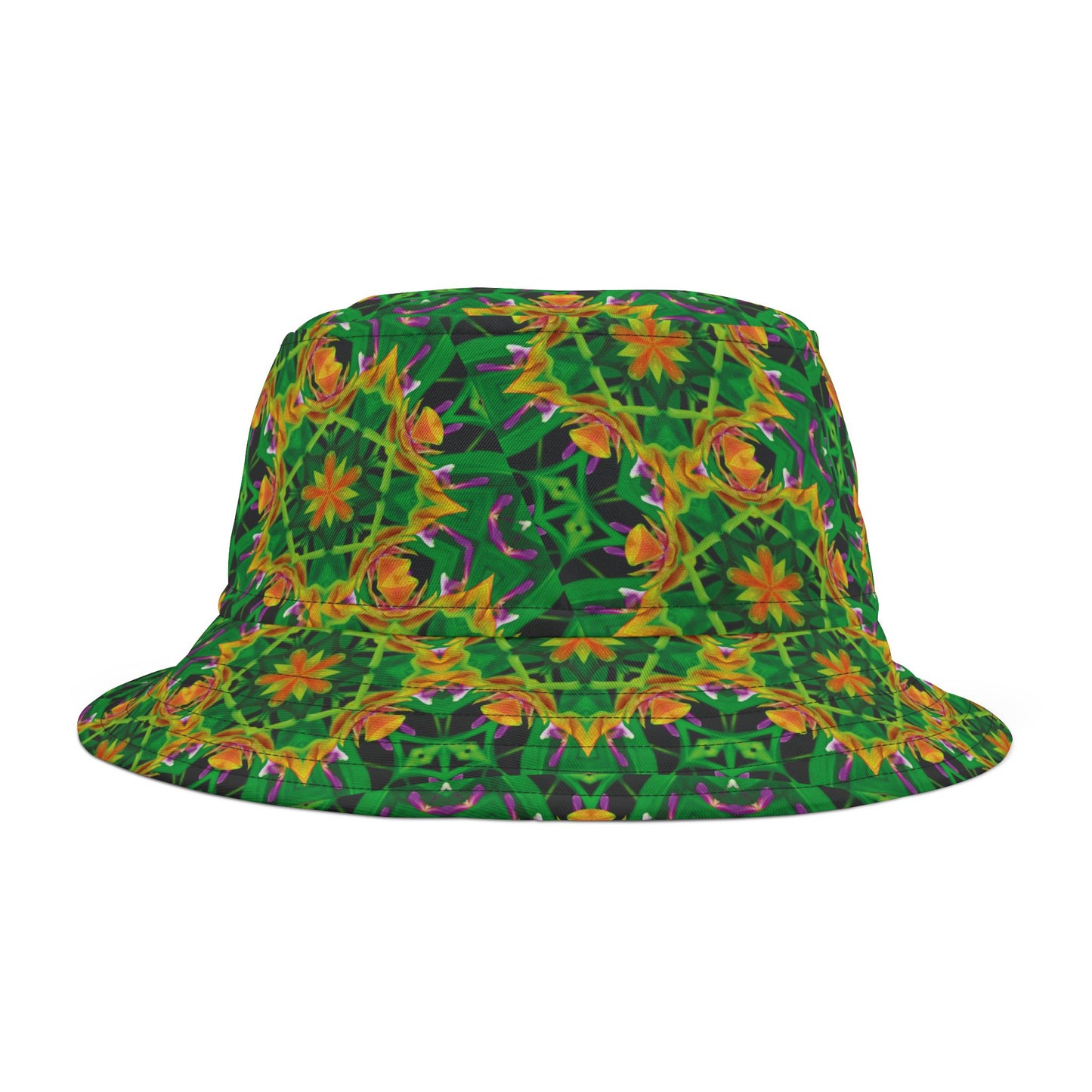 Tropical Polyester Bucket Hat, 2 Sizes - Orchid Kaleidoscope