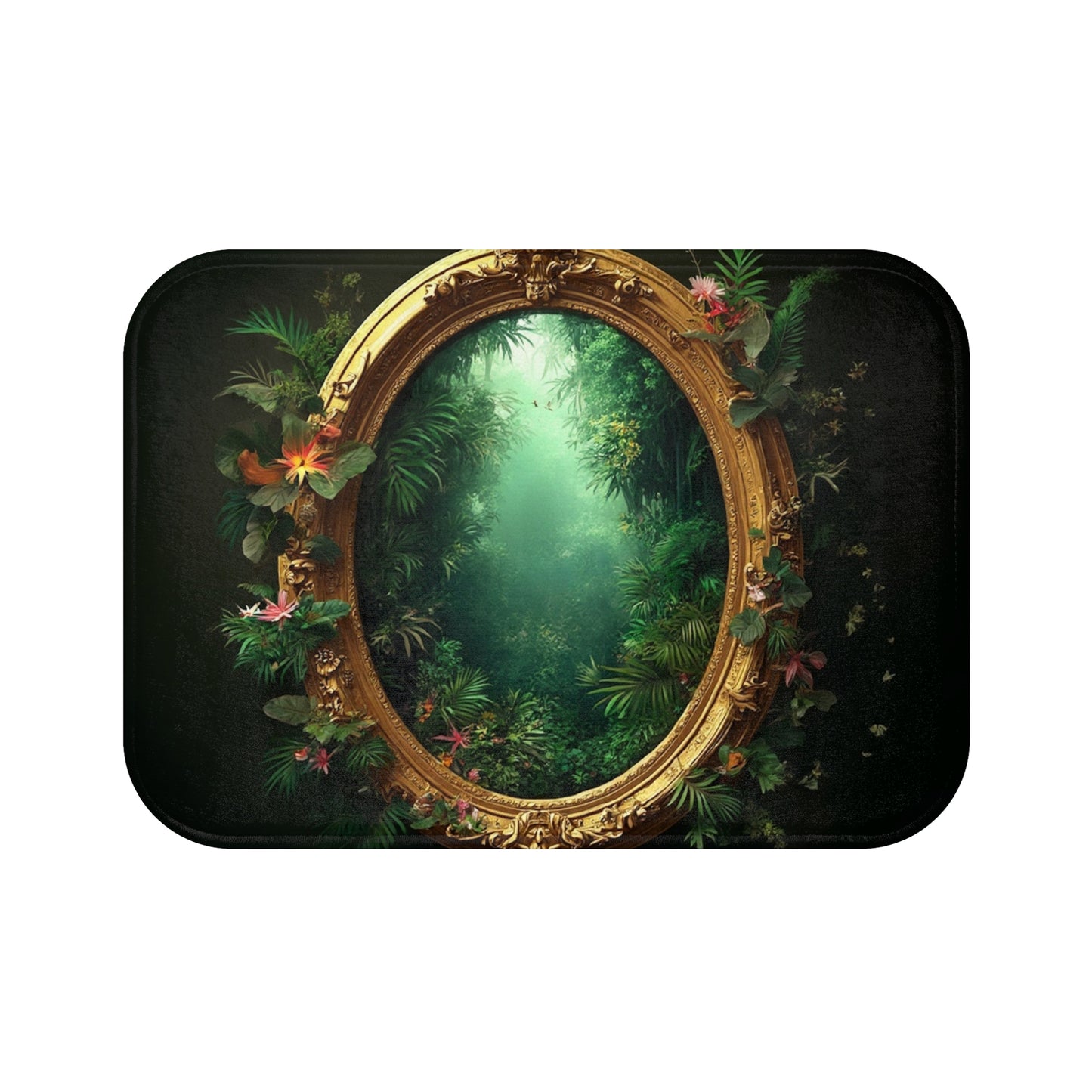 Golden Portal to Paradise Bath Mat, 2 Sizes - Tropical Vibes for Home Decor