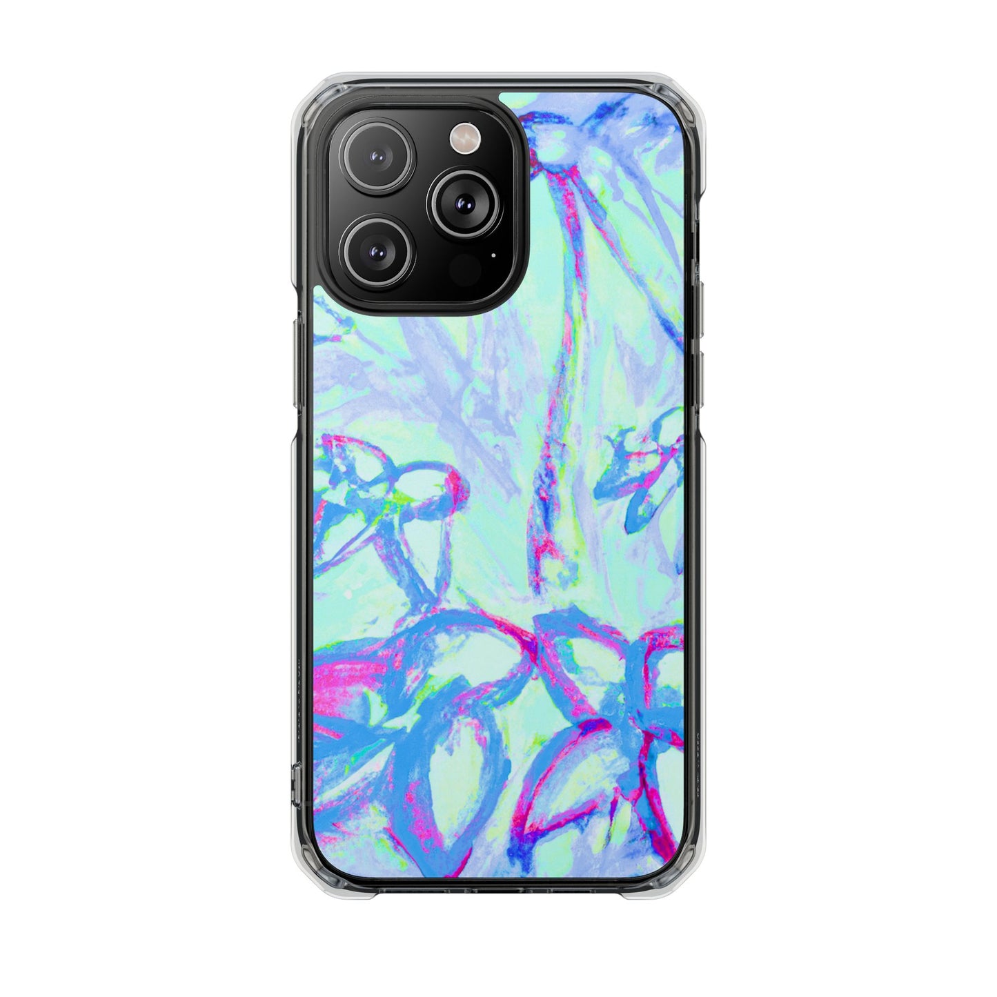 Tropical Doodles/Blue Magnetic Clear Phone Case, Many Models