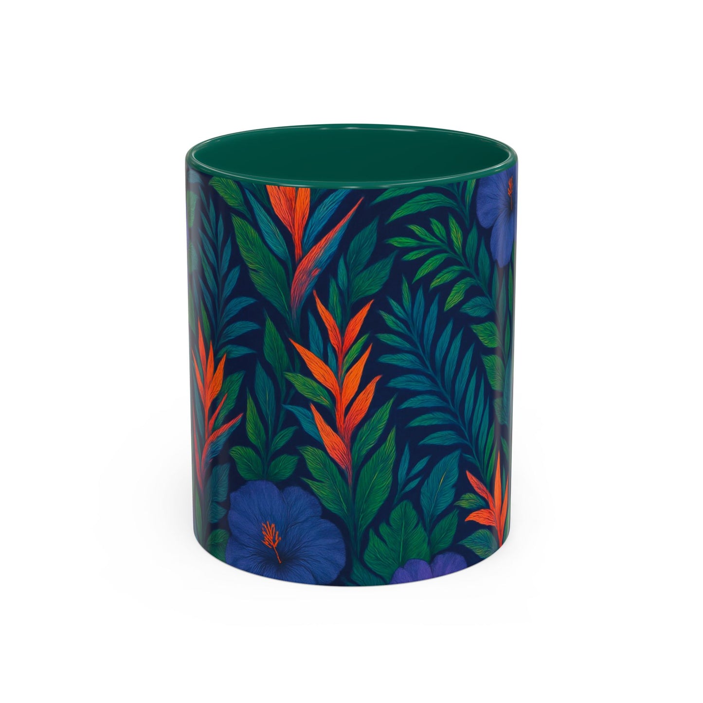 Vibrant Floral Coffee Mug - 11oz & 15oz / Midnight Flower Coral