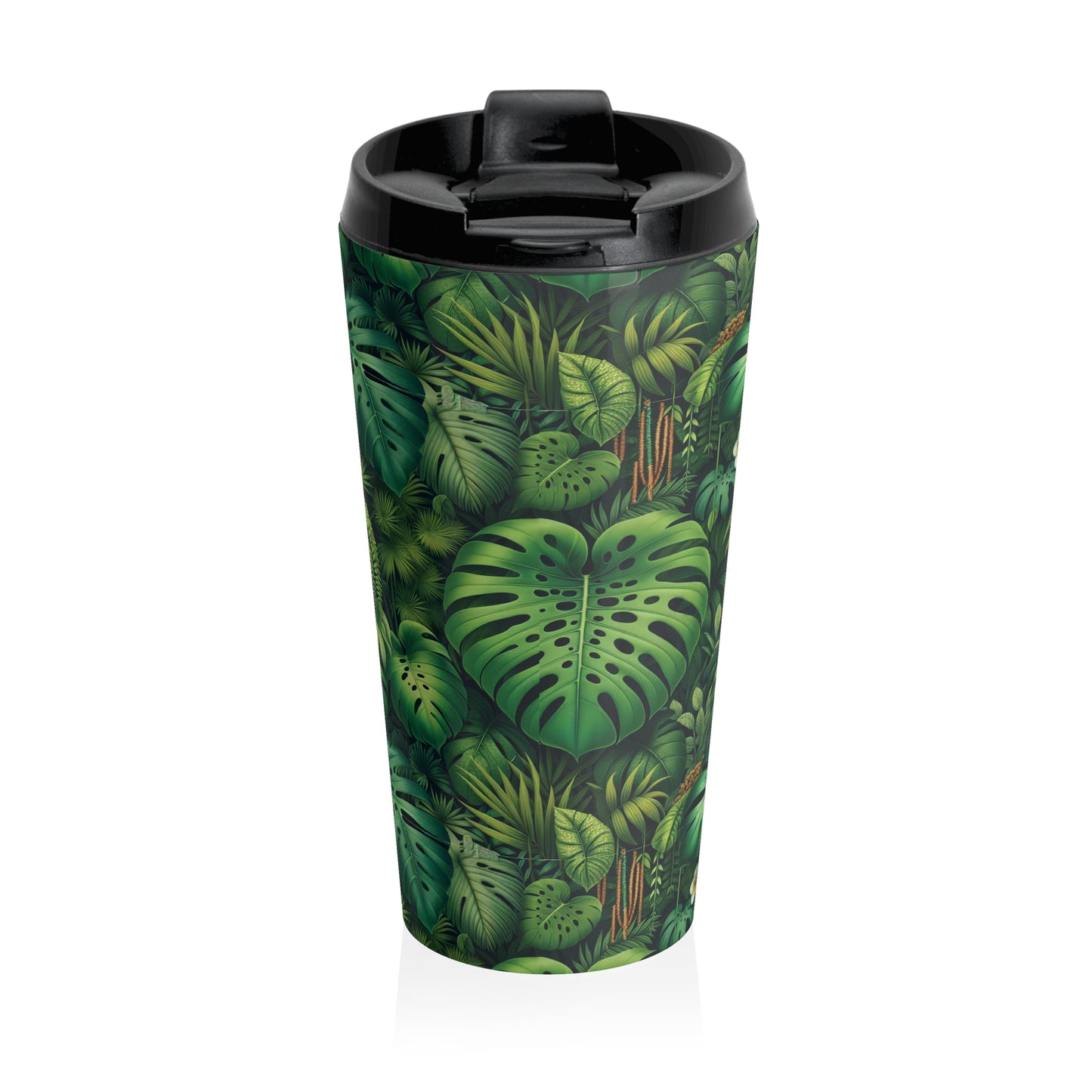 15 oz. Stainless Steel Travel Mug / Tropical Rainforest Leaves
