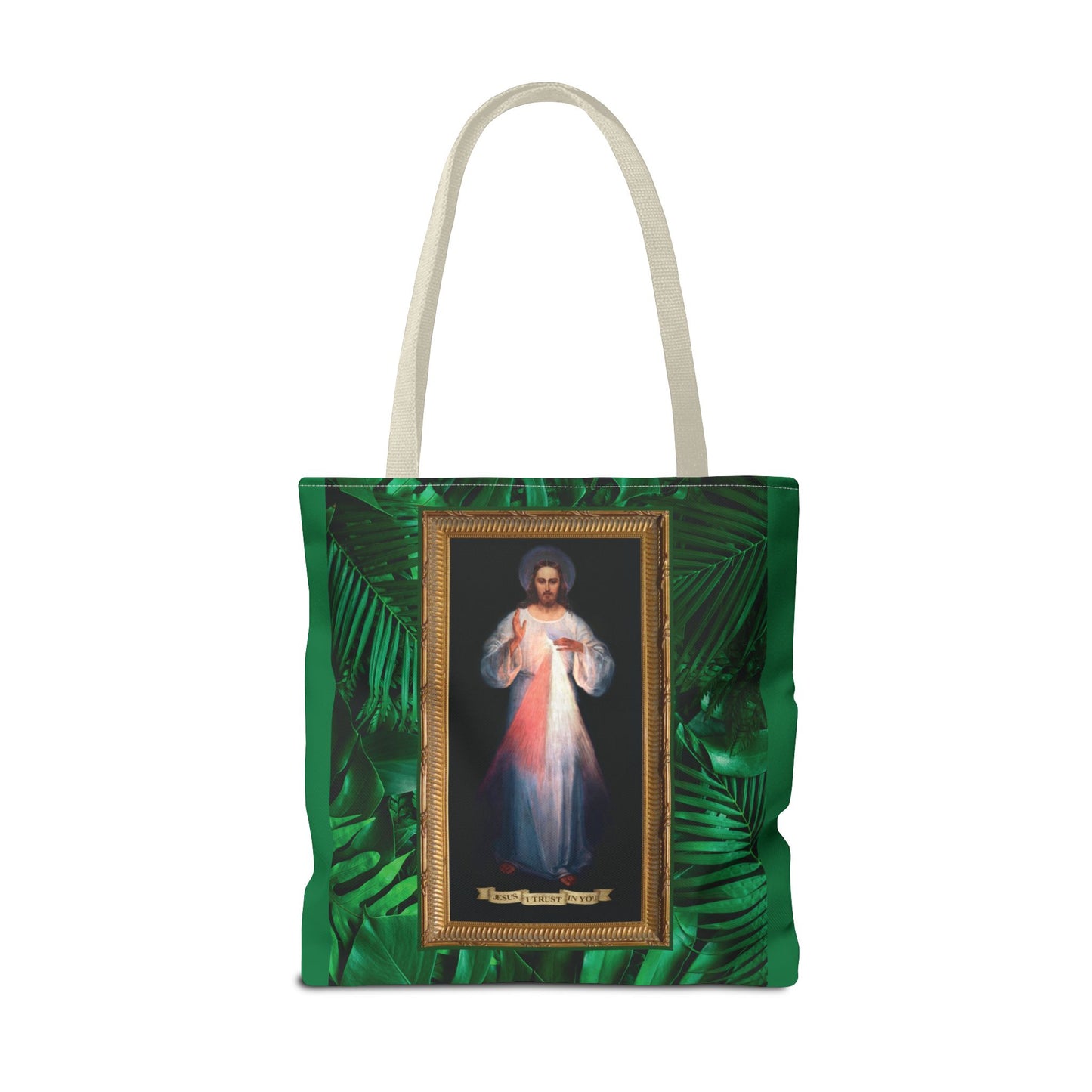 Religious Divine Mercy Tropical Tote Bag - 3 Sizes