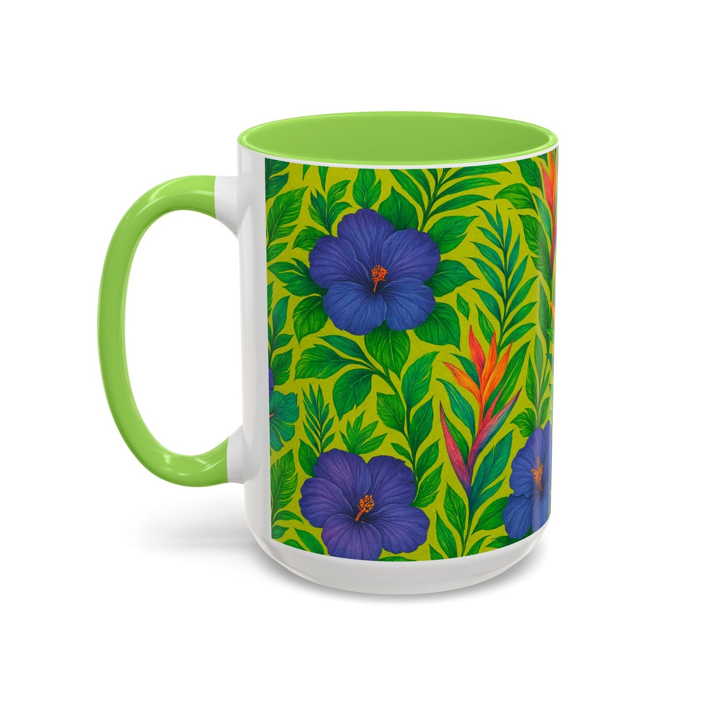 Vibrant Floral Coffee Mug - 11oz & 15oz / Midnight Flower Lime