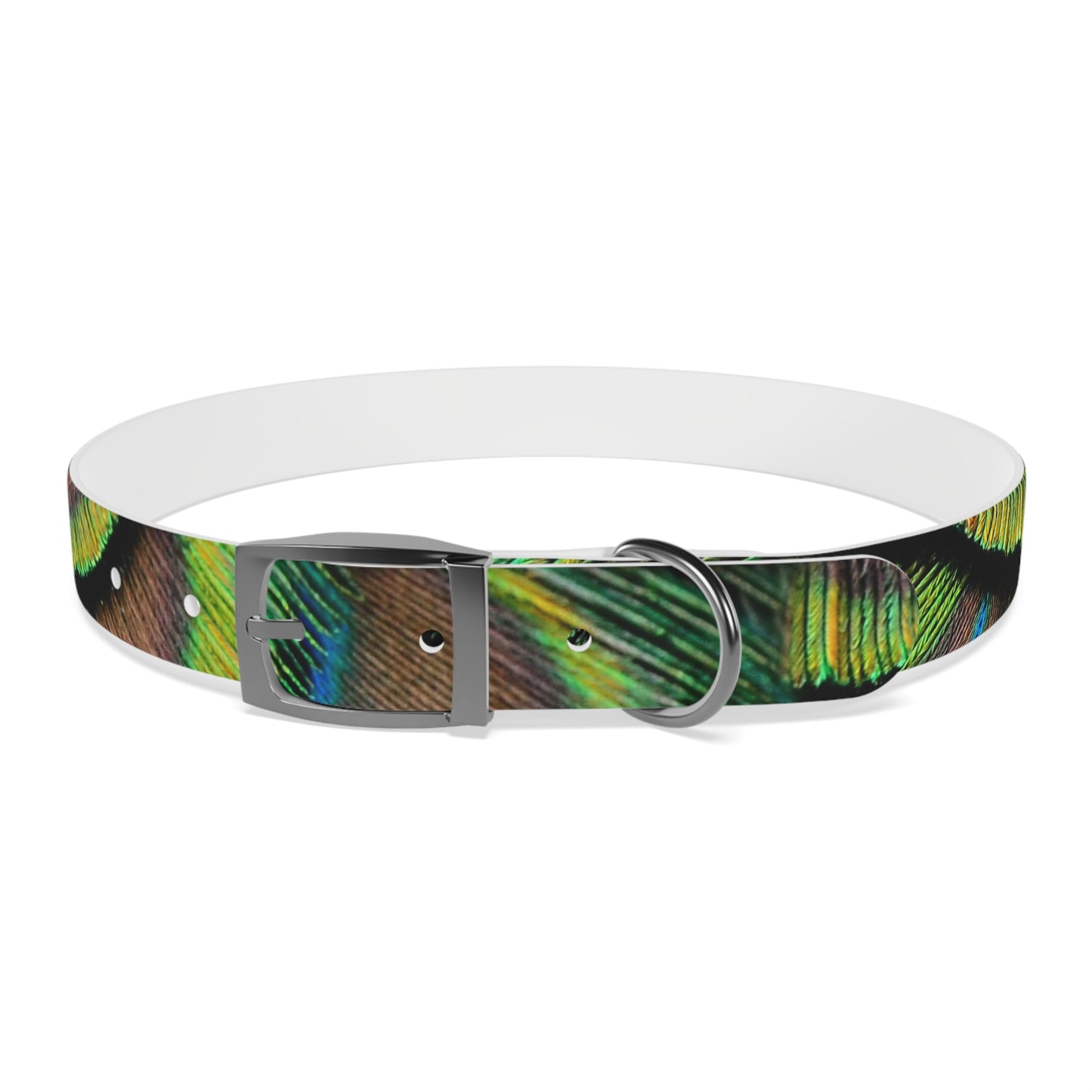 Dog Collar - Brilliant Green Peacock Feathers