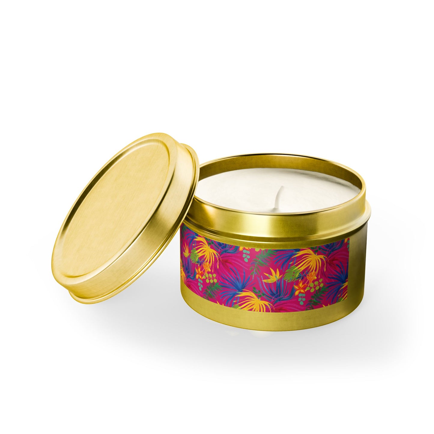 Tin Candles, 2 sizes, 3 tin colors - Exotic Flora