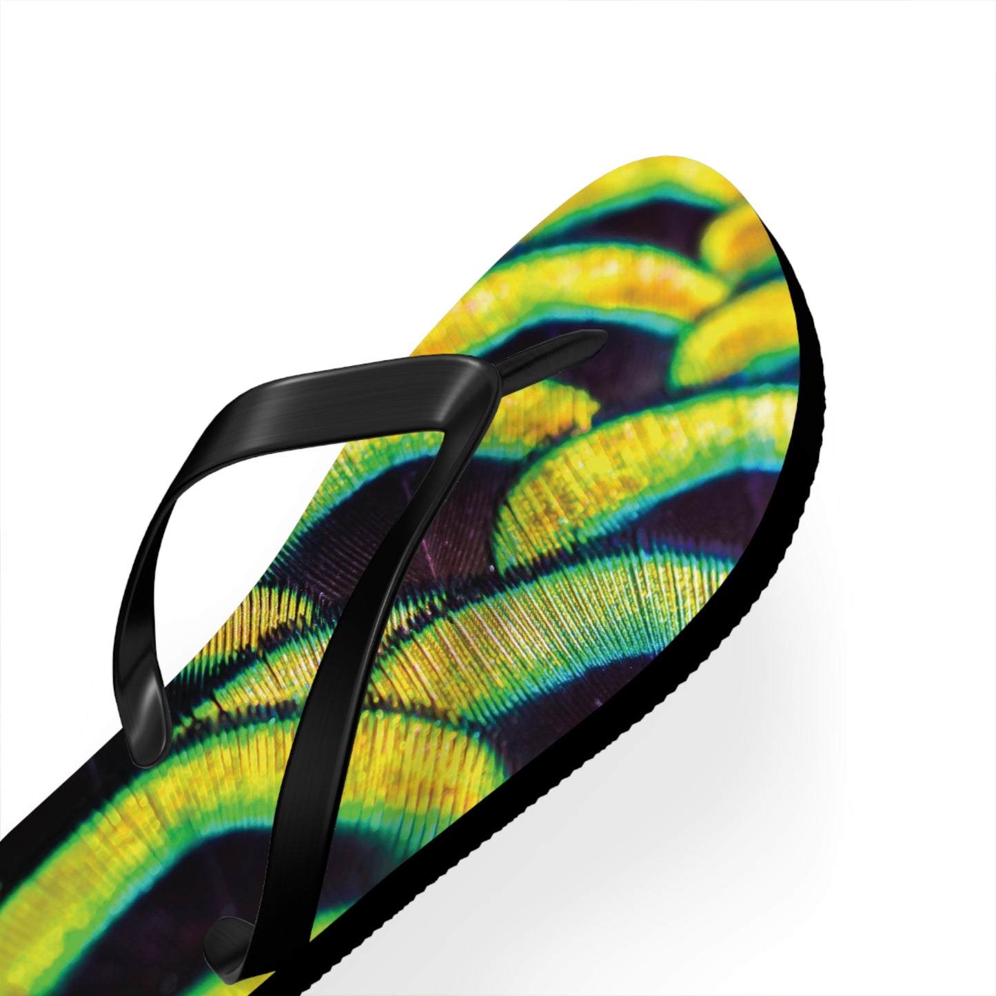 Flip Flops - Yellow Peacock Feathers