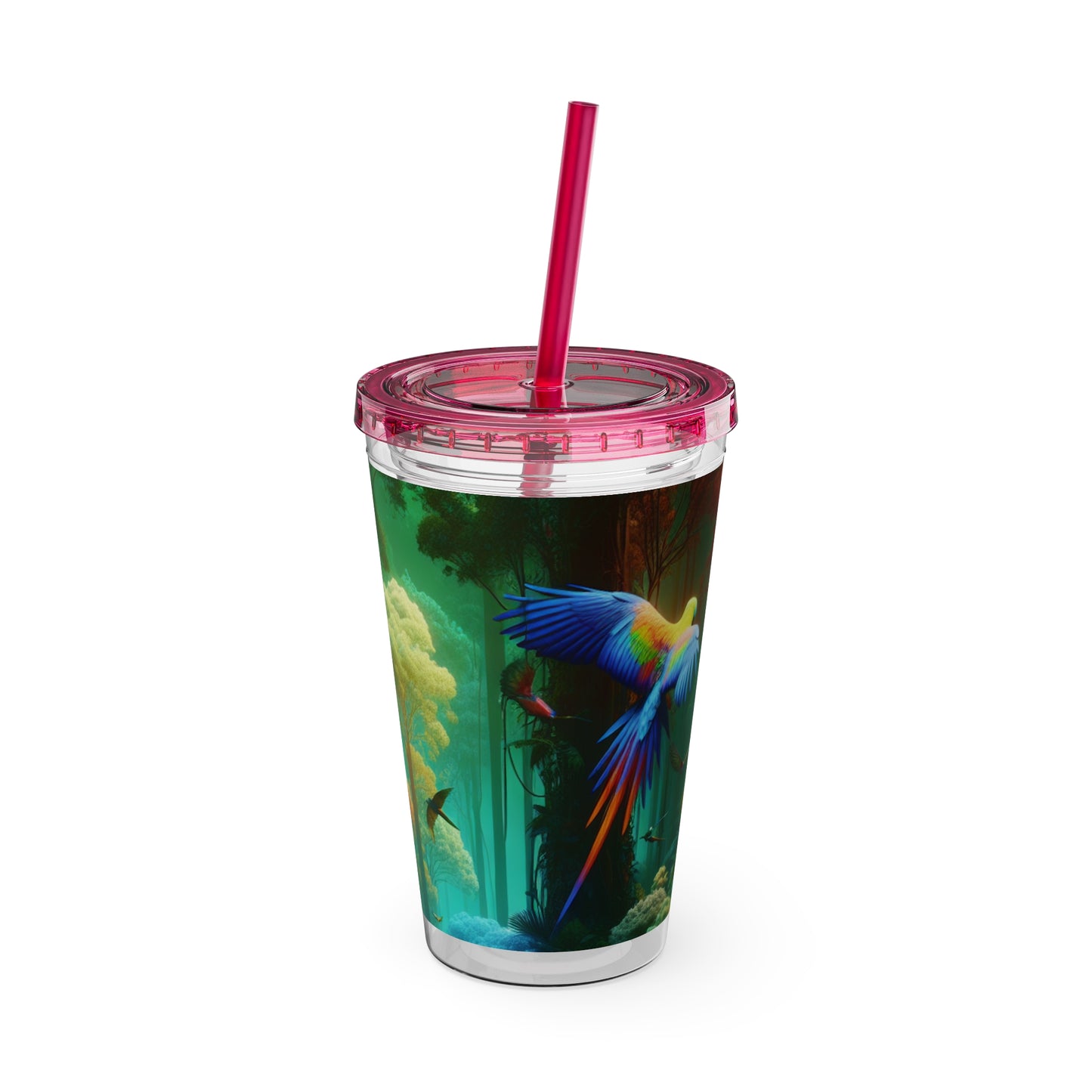 Tropical Tumbler with Straw | 16oz Colorful Travel Cup / Flight School