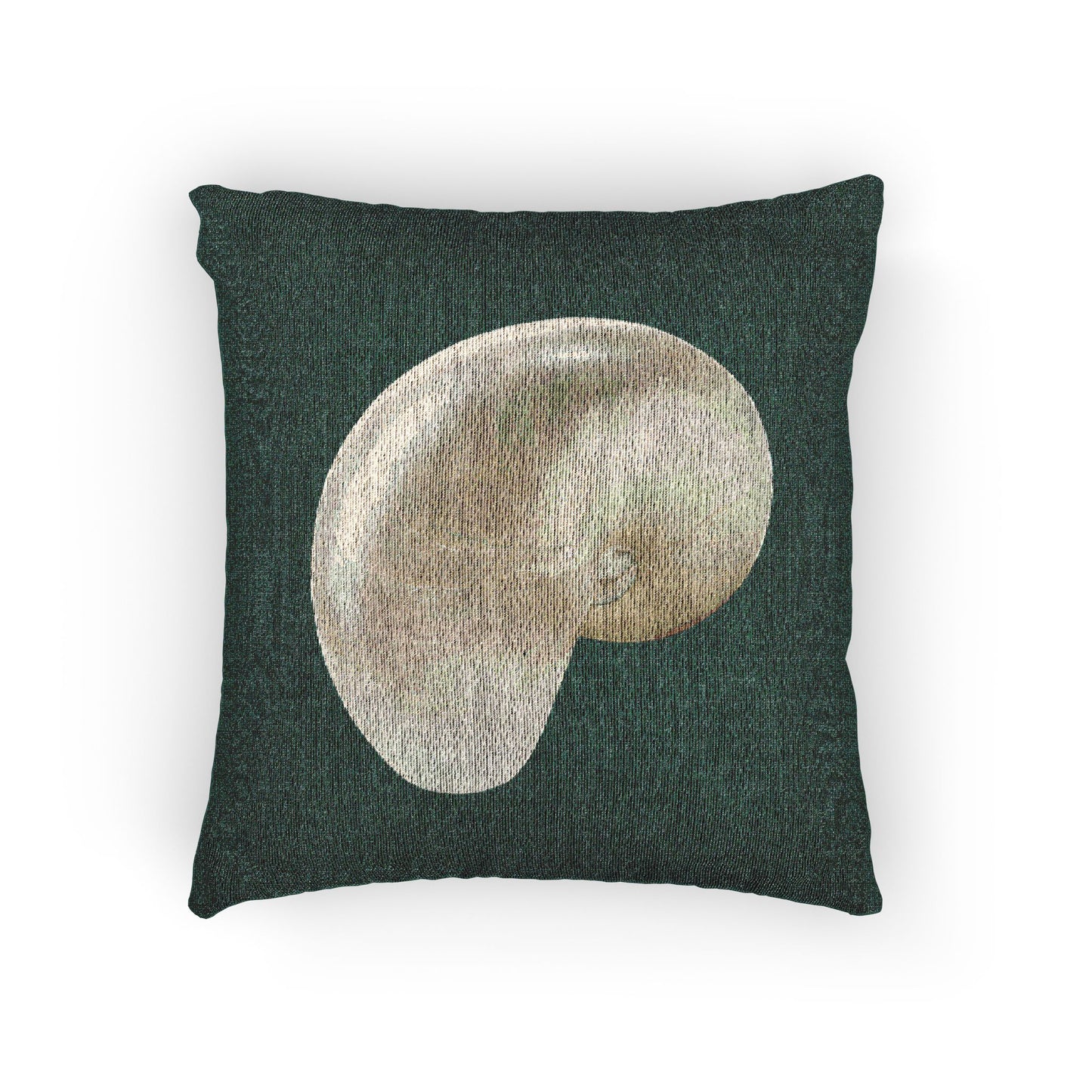 Woven Pillow, 17"W x 18"L - White Nautilus Shell, Green