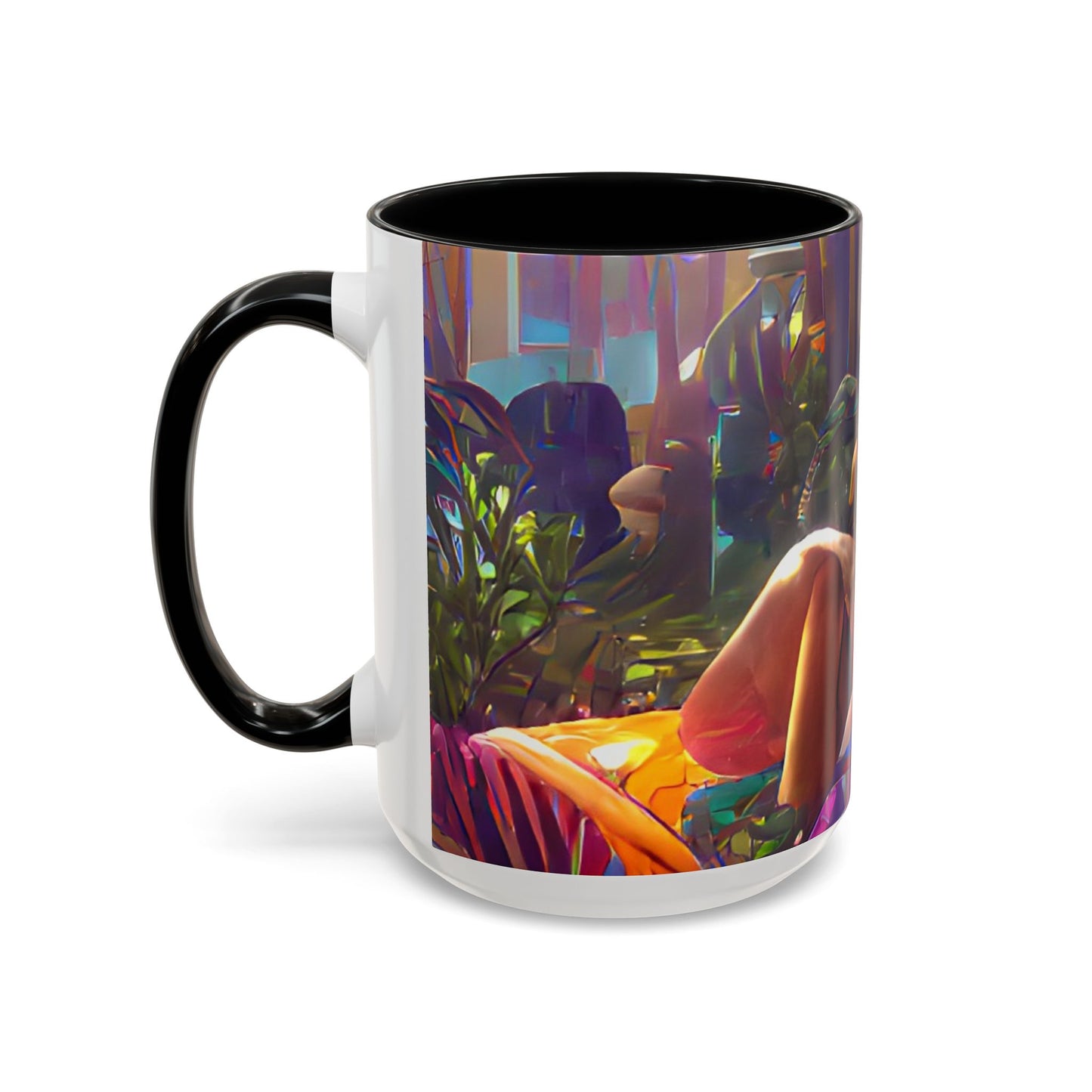 Accent Coffee Mug (11, 15oz) - Midnight Kiss in Tropical Garden