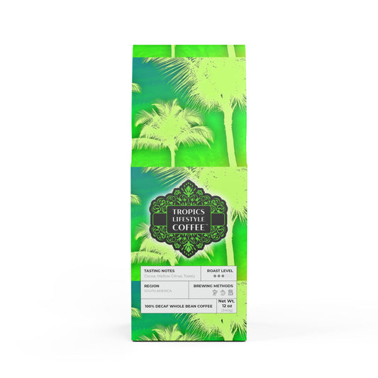 Rainforest Mist™ Single Origin DECAF (Medium Roast), Specialty Grade Craft Coffee / Palm Glow, Green