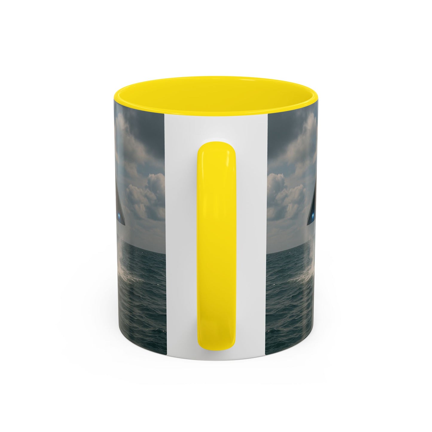 Accent Coffee Mug (11, 15oz), 8 Colors - UFO and Dolphin