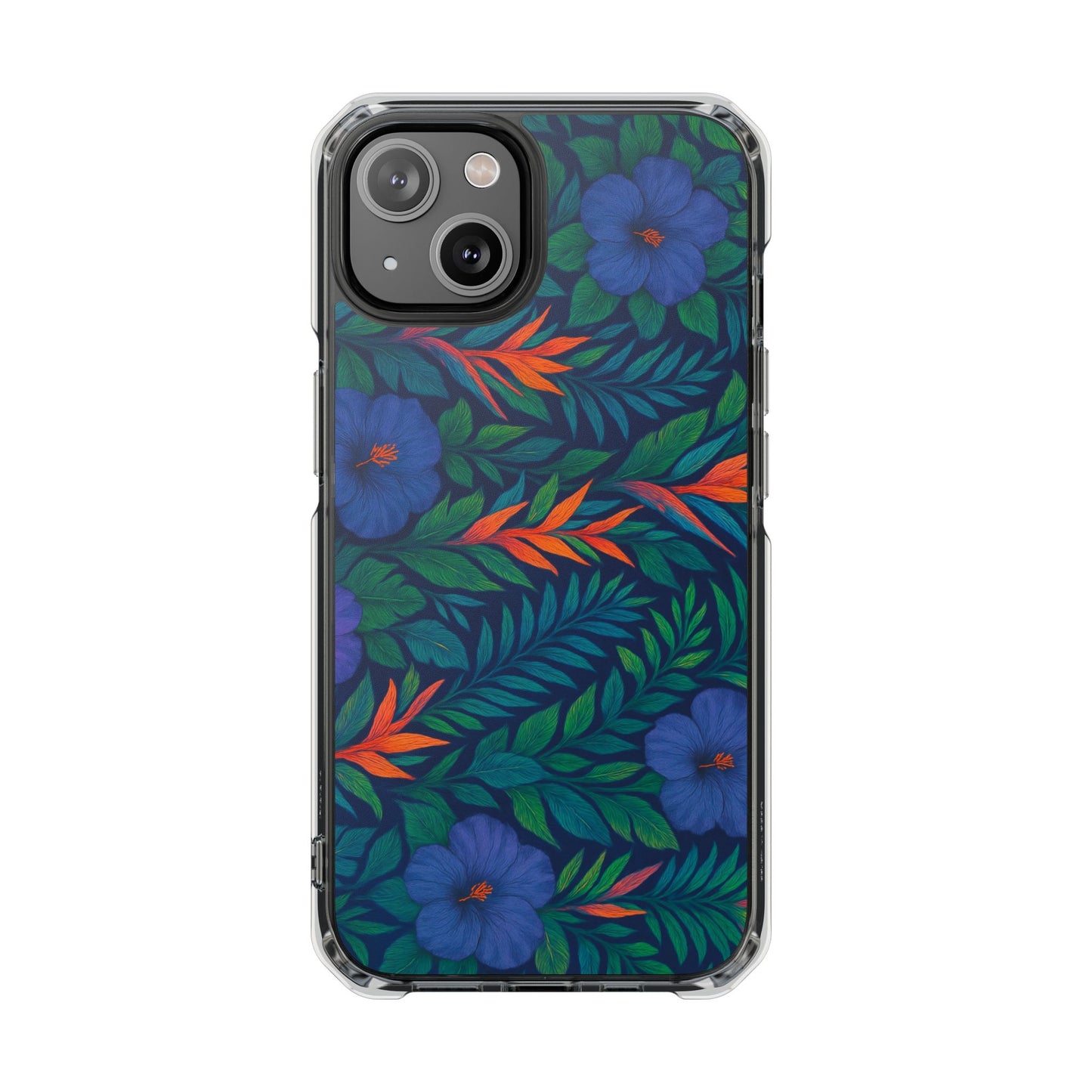 Midnight Flower Navy Magnetic Clear Phone Case, Many Models