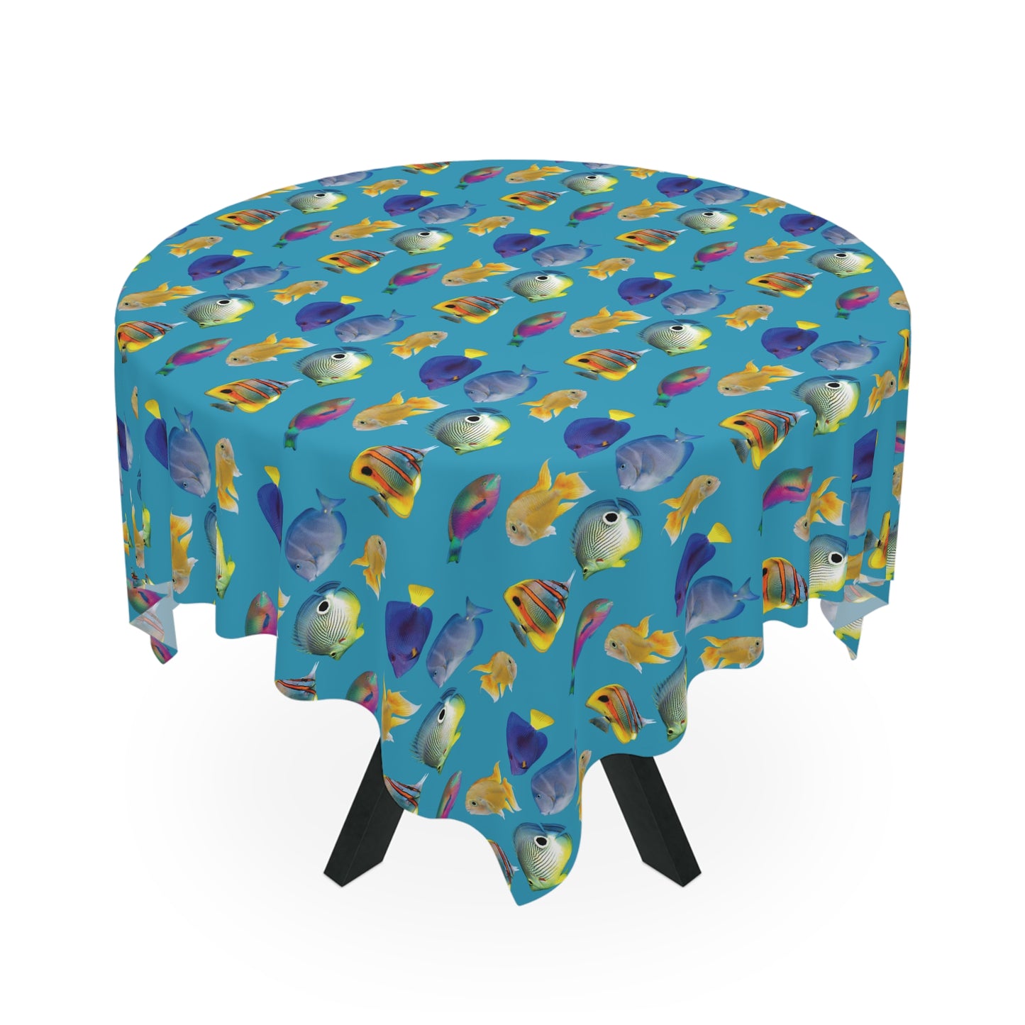 School of Fish/Turquoise Tablecloth, 55" x 55"